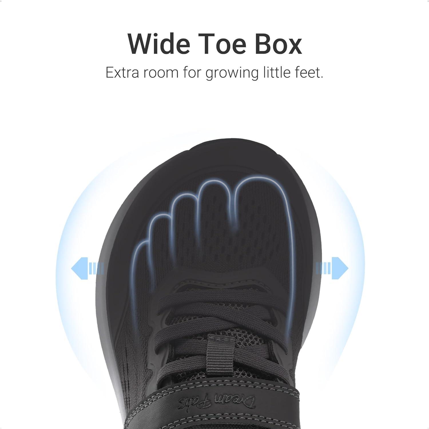 imageDREAM PAIRS Kids Wide Toe Box Athletic Running Sneakers Breathable Lightweight Casual Tennis Shoes Minimalist for Boys Girls School SportsDark Grey