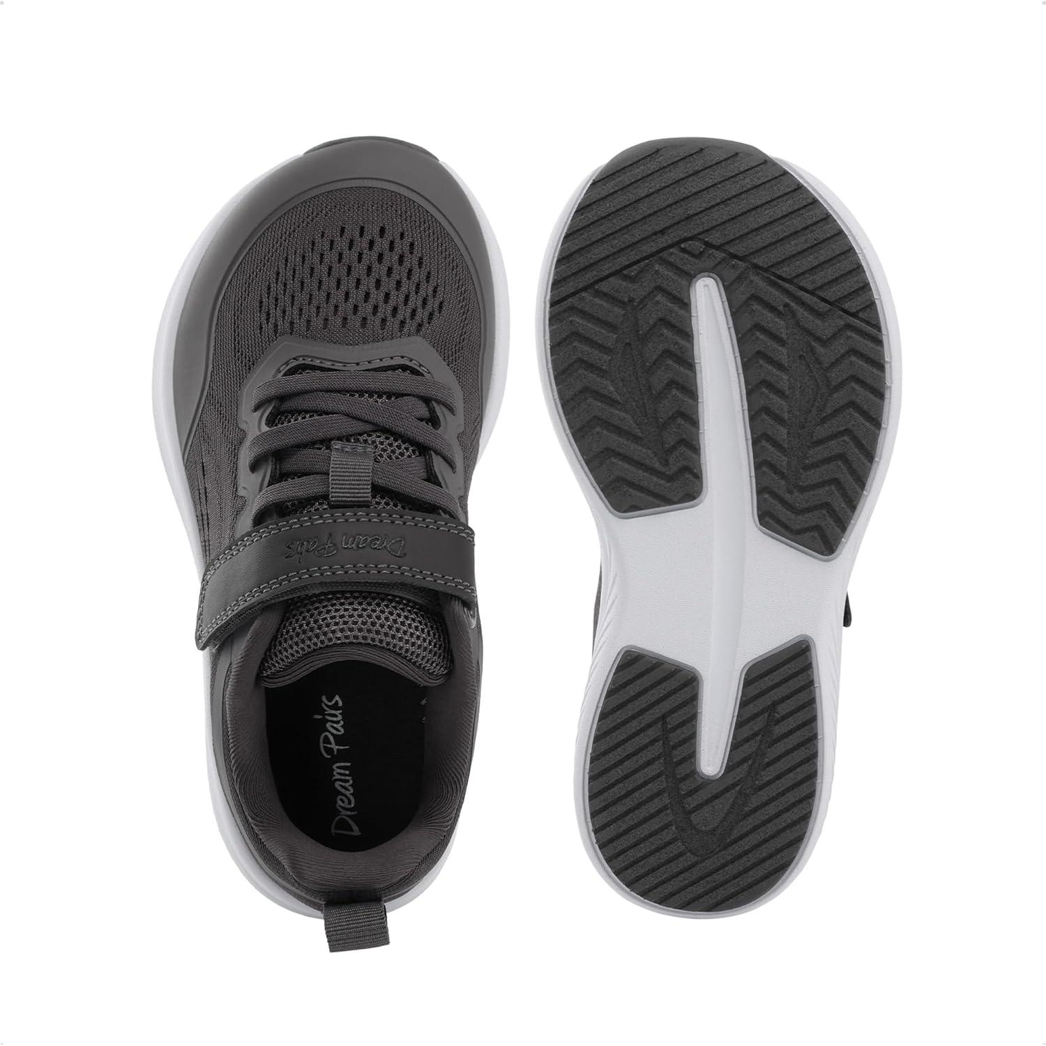 imageDREAM PAIRS Kids Wide Toe Box Athletic Running Sneakers Breathable Lightweight Casual Tennis Shoes Minimalist for Boys Girls School SportsDark Grey