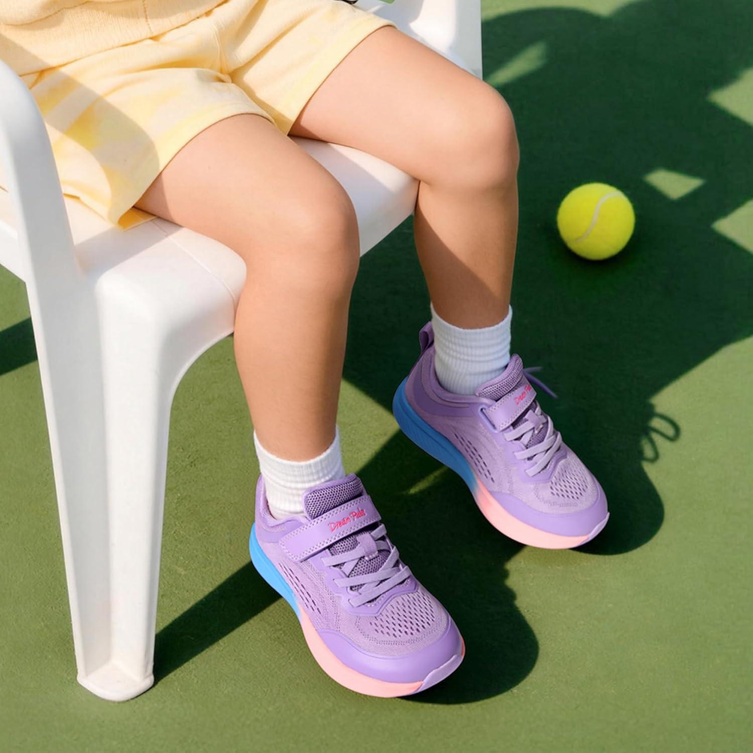 imageDREAM PAIRS Kids Wide Toe Box Athletic Running Sneakers Breathable Lightweight Casual Tennis Shoes Minimalist for Boys Girls School SportsPurple