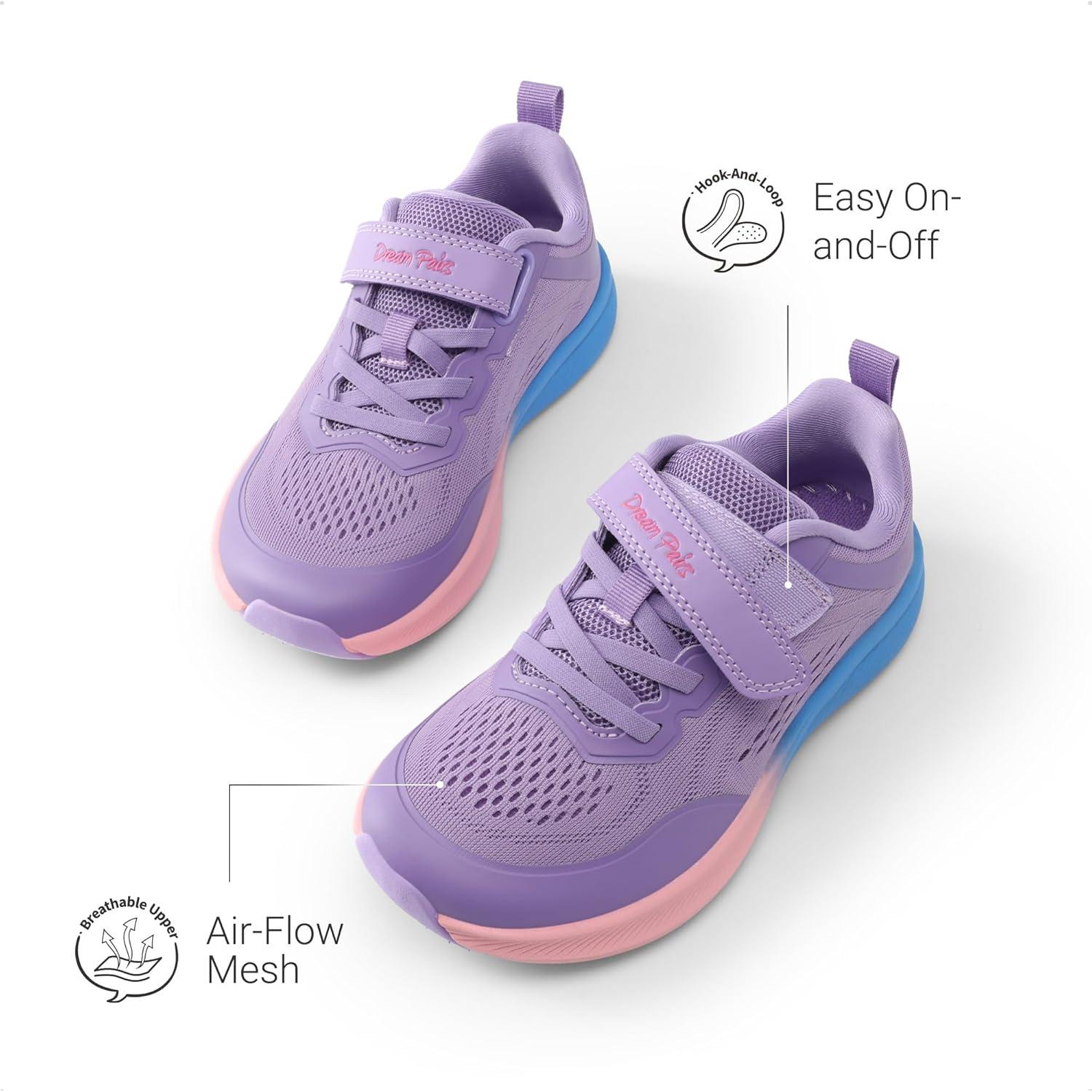 imageDREAM PAIRS Kids Wide Toe Box Athletic Running Sneakers Breathable Lightweight Casual Tennis Shoes Minimalist for Boys Girls School SportsPurple