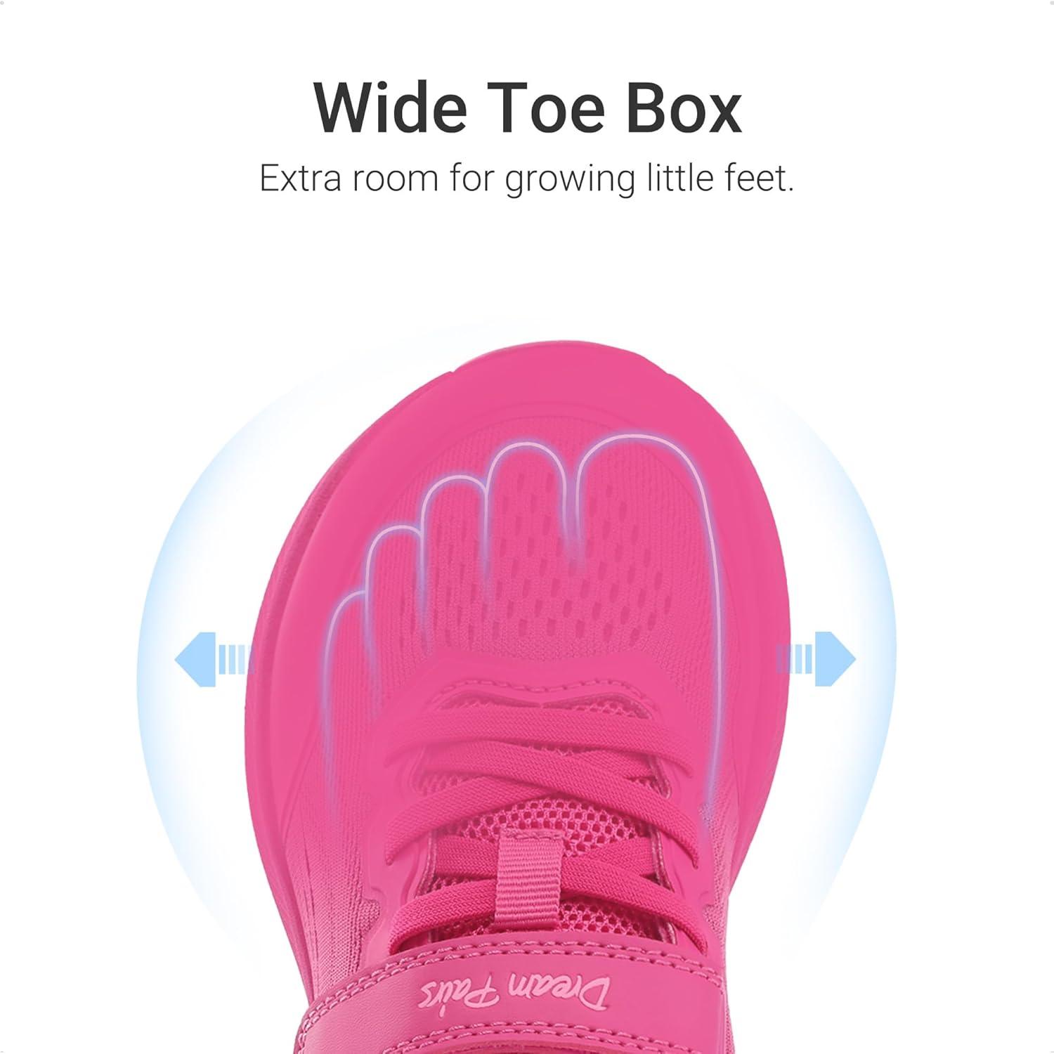 imageDREAM PAIRS Kids Wide Toe Box Athletic Running Sneakers Breathable Lightweight Casual Tennis Shoes Minimalist for Boys Girls School SportsRose Red