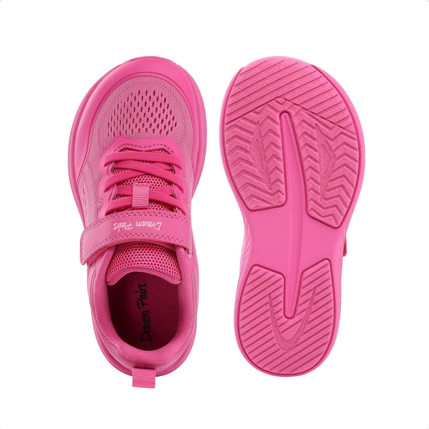 imageDREAM PAIRS Kids Wide Toe Box Athletic Running Sneakers Breathable Lightweight Casual Tennis Shoes Minimalist for Boys Girls School SportsRose Red