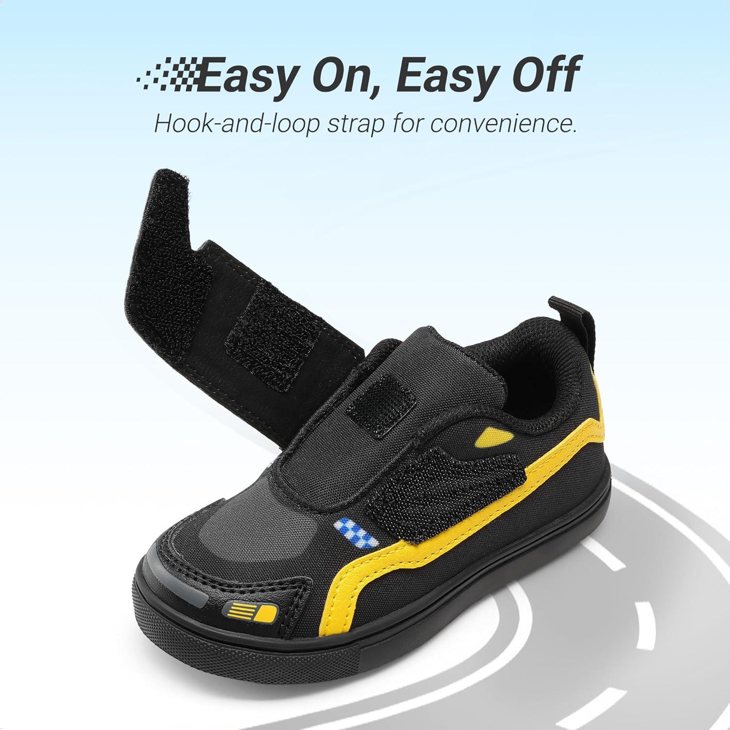 imageDREAM PAIRS Toddler Boys Sneakers Little Kids Shoes Fun Cartoon Cute Causal Walking Hook and Loop LightweightBlack