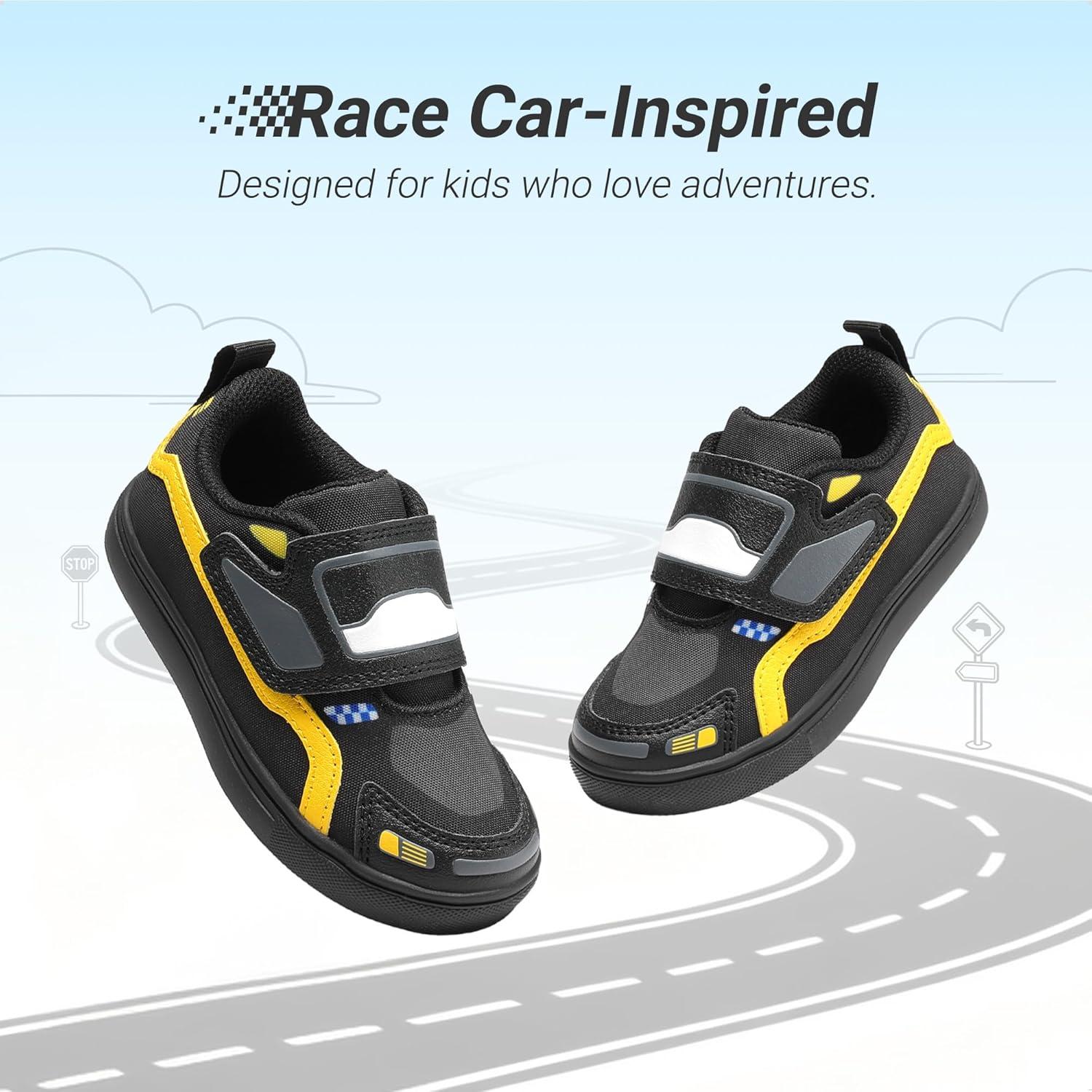 imageDREAM PAIRS Toddler Boys Sneakers Little Kids Shoes Fun Cartoon Cute Causal Walking Hook and Loop LightweightBlack