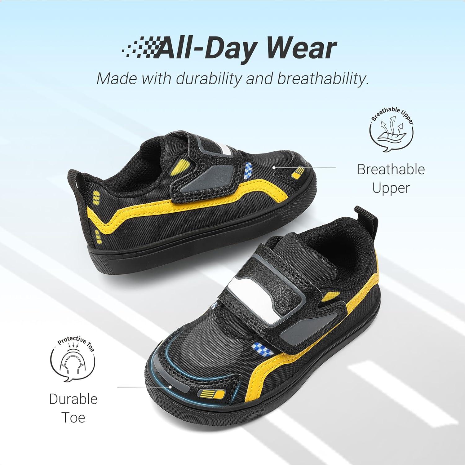 imageDREAM PAIRS Toddler Boys Sneakers Little Kids Shoes Fun Cartoon Cute Causal Walking Hook and Loop LightweightBlack