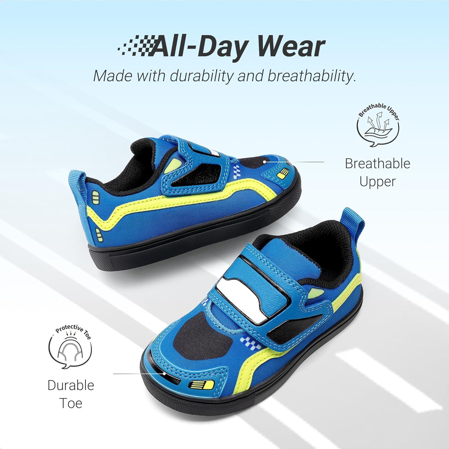 imageDREAM PAIRS Toddler Boys Sneakers Little Kids Shoes Fun Cartoon Cute Causal Walking Hook and Loop LightweightBlue