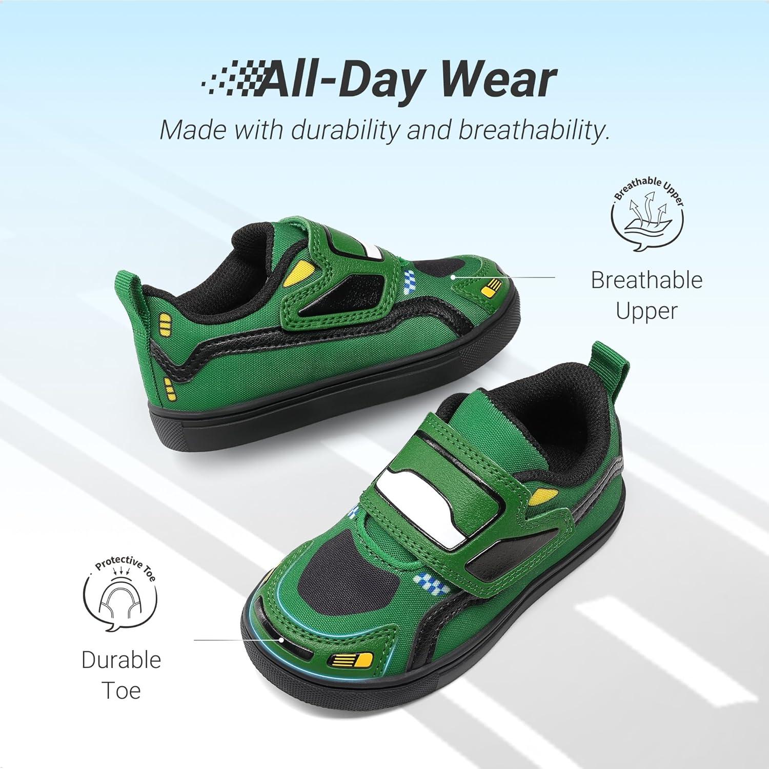 imageDREAM PAIRS Toddler Boys Sneakers Little Kids Shoes Fun Cartoon Cute Causal Walking Hook and Loop LightweightGreen
