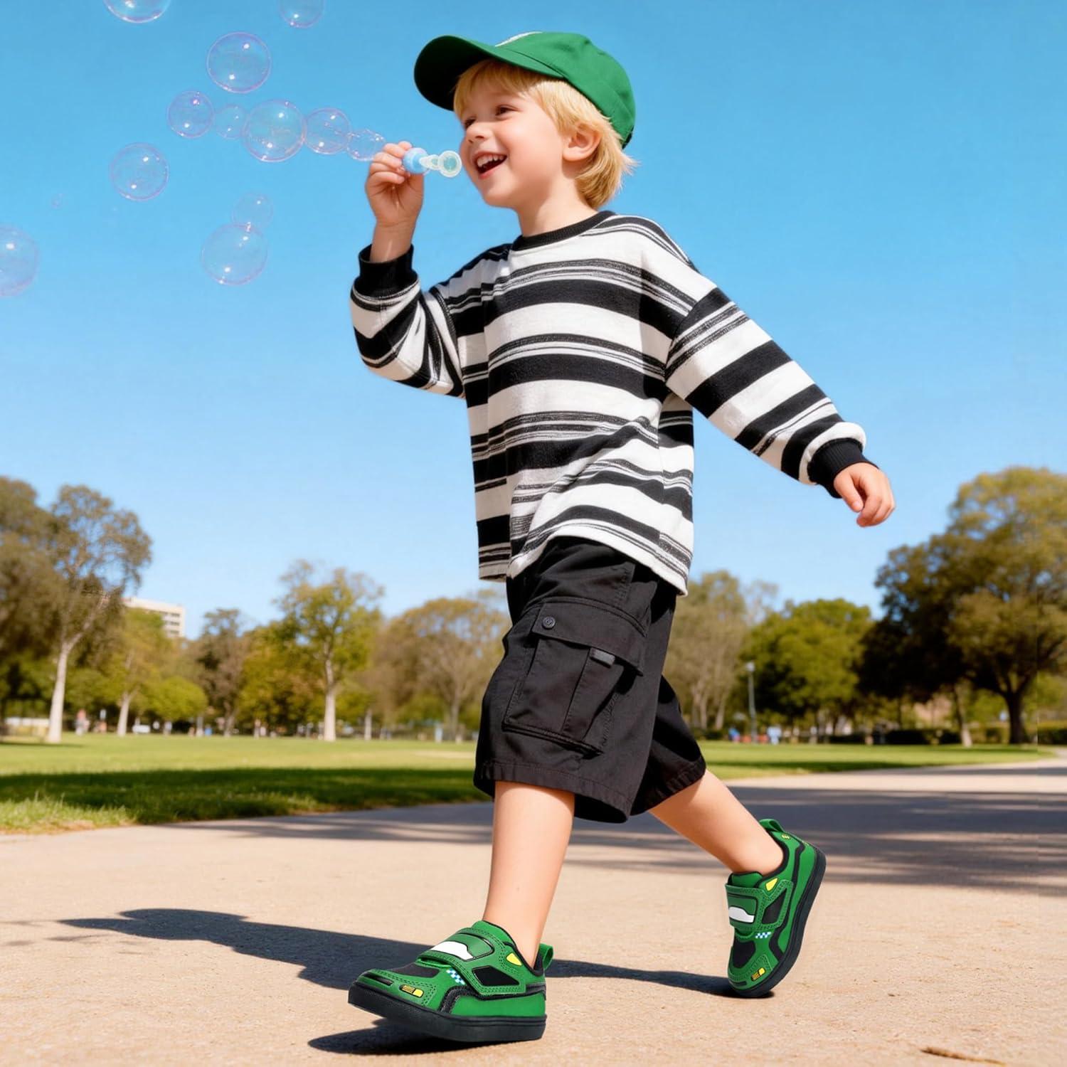 imageDREAM PAIRS Toddler Boys Sneakers Little Kids Shoes Fun Cartoon Cute Causal Walking Hook and Loop LightweightGreen