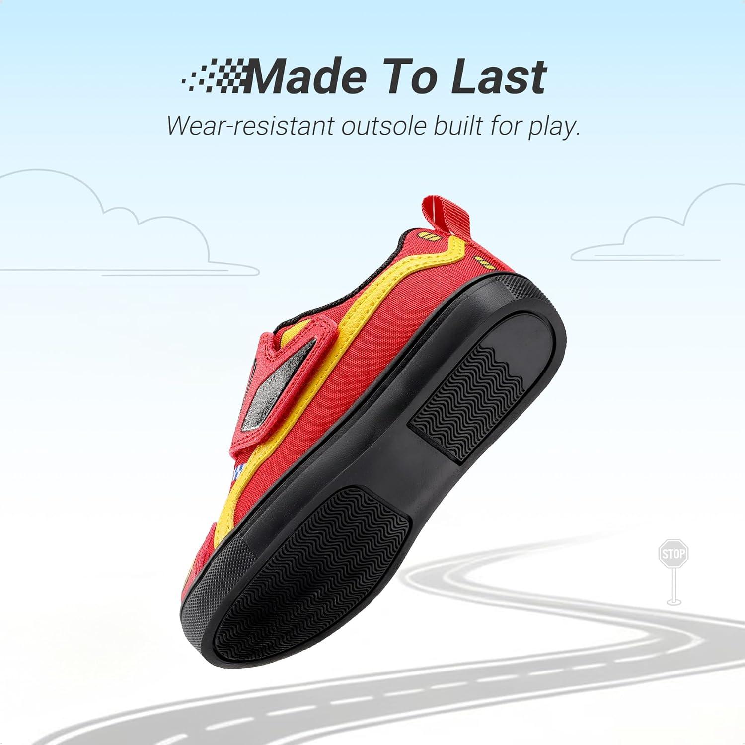 imageDREAM PAIRS Toddler Boys Sneakers Little Kids Shoes Fun Cartoon Cute Causal Walking Hook and Loop LightweightRed