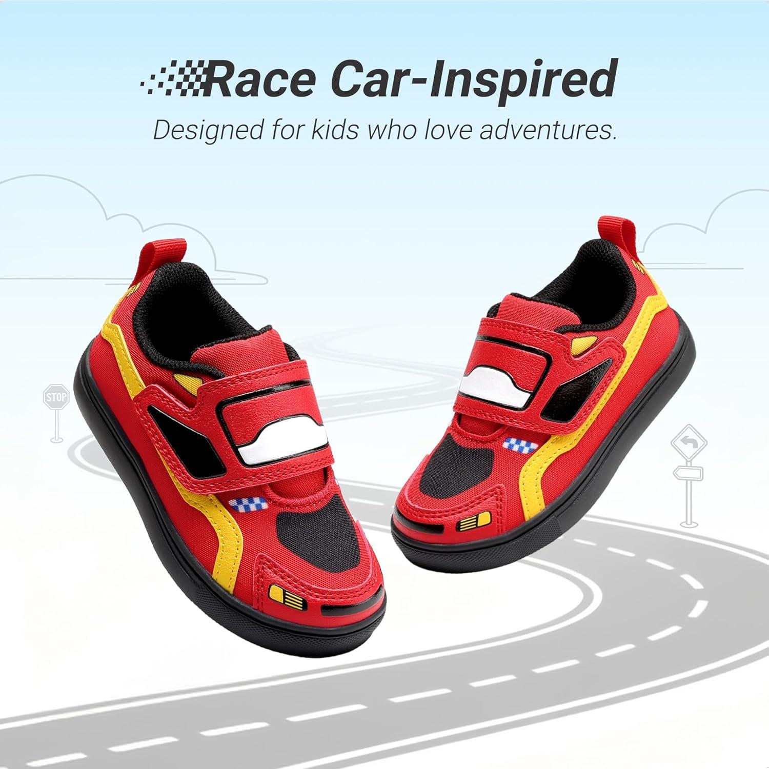 imageDREAM PAIRS Toddler Boys Sneakers Little Kids Shoes Fun Cartoon Cute Causal Walking Hook and Loop LightweightRed