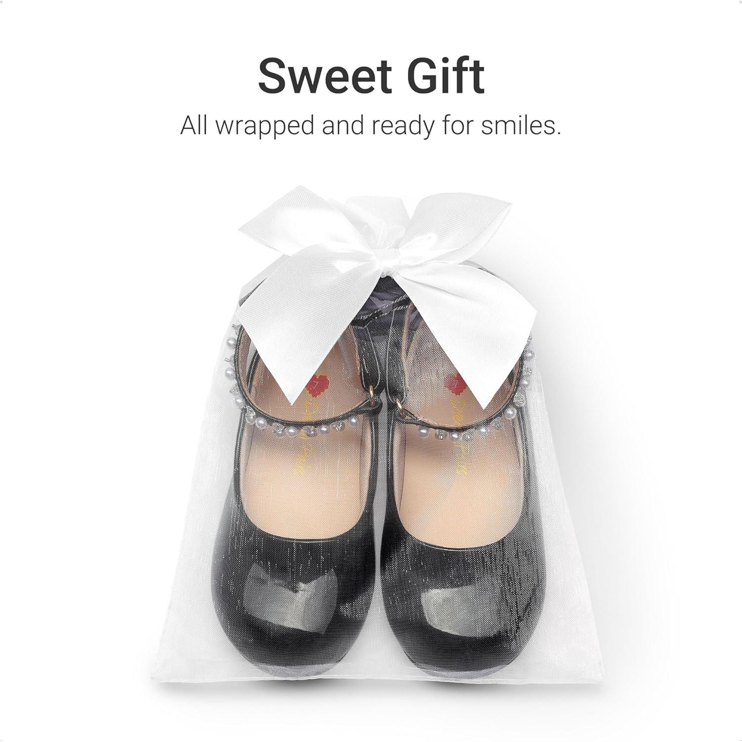 imageDREAM PAIRS Toddler Little Girls Dress Shoes Flower Girl Mary Jane Ballet Flat Shoes with Pearl Ankle Strap amp Satin Bow for WeddingPartyBlack