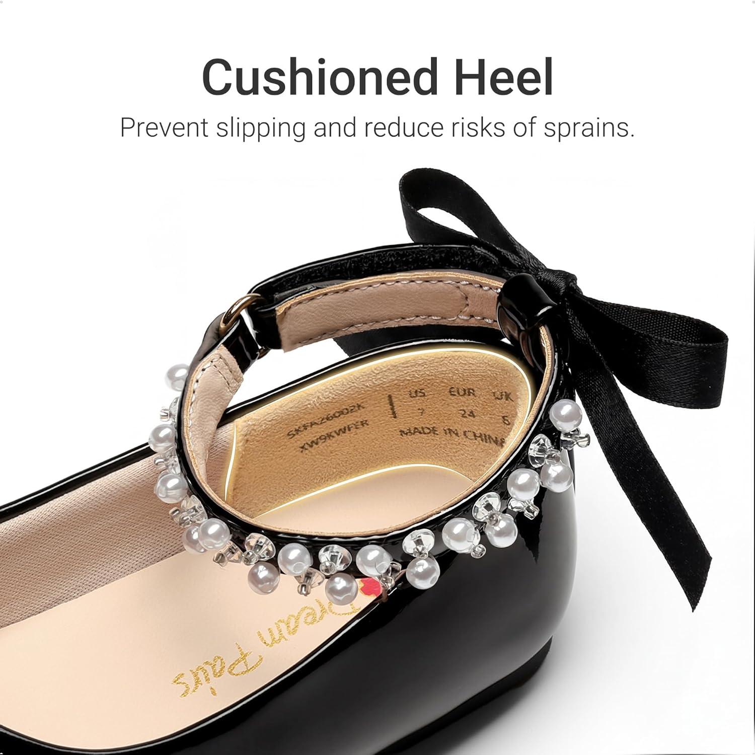 imageDREAM PAIRS Toddler Little Girls Dress Shoes Flower Girl Mary Jane Ballet Flat Shoes with Pearl Ankle Strap amp Satin Bow for WeddingPartyBlack
