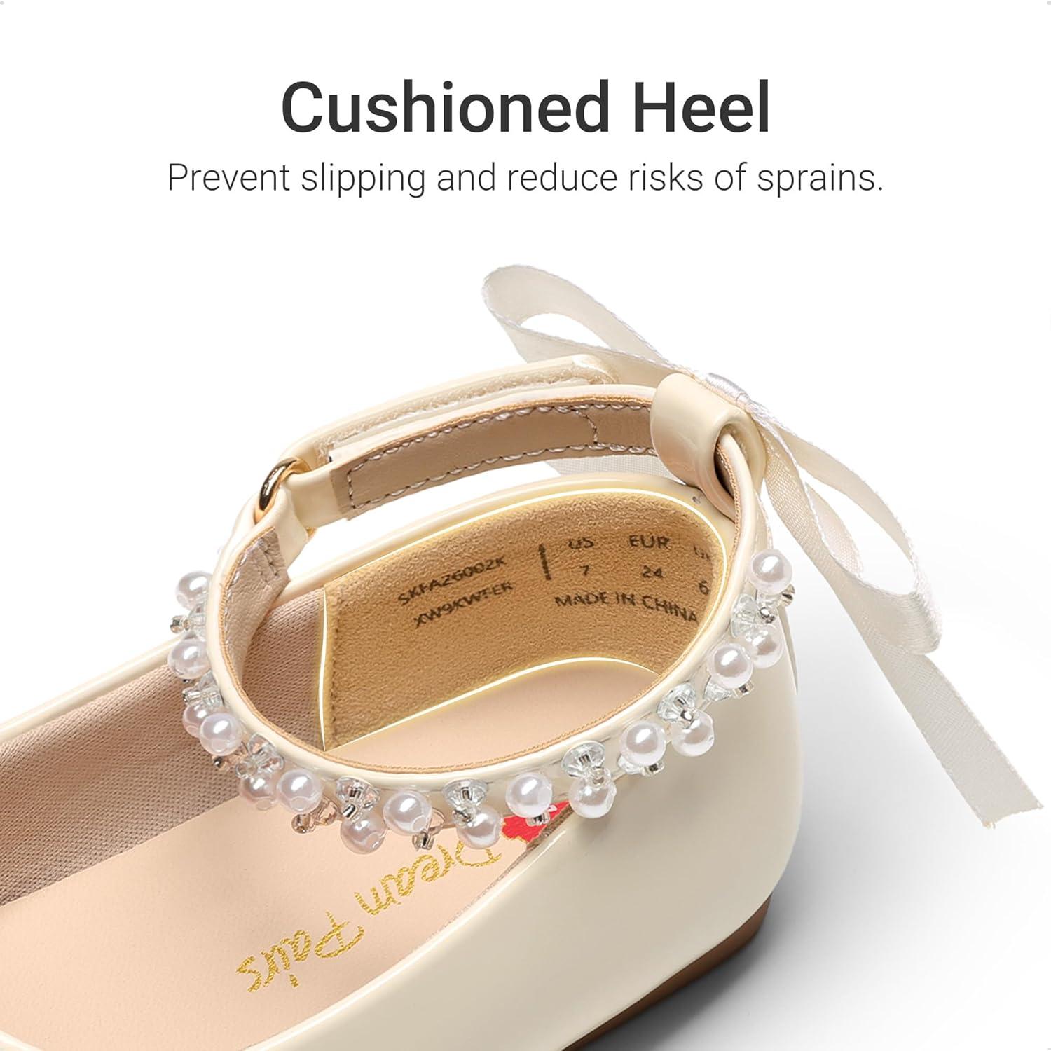 imageDREAM PAIRS Toddler Little Girls Dress Shoes Flower Girl Mary Jane Ballet Flat Shoes with Pearl Ankle Strap amp Satin Bow for WeddingPartyIvory