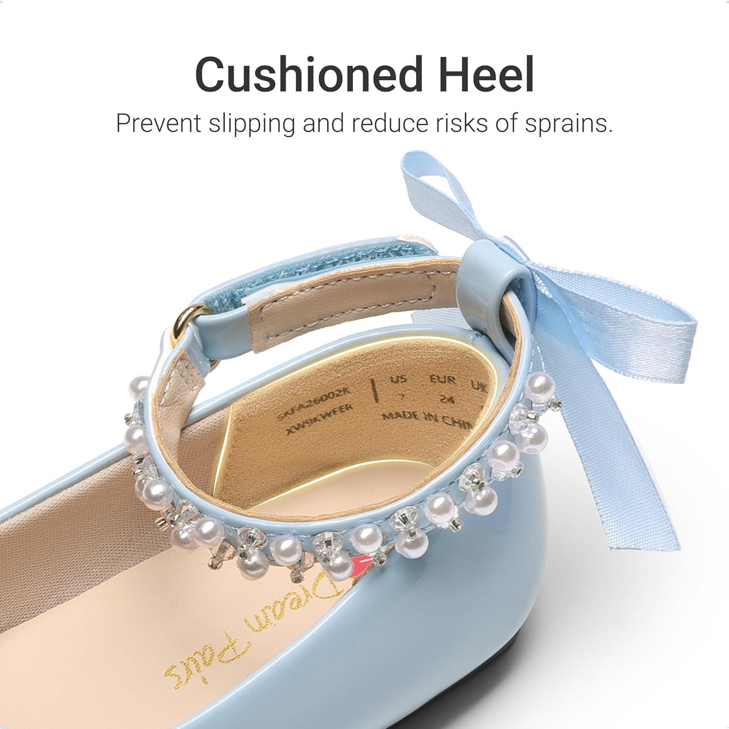 imageDREAM PAIRS Toddler Little Girls Dress Shoes Flower Girl Mary Jane Ballet Flat Shoes with Pearl Ankle Strap amp Satin Bow for WeddingPartyLight Blue