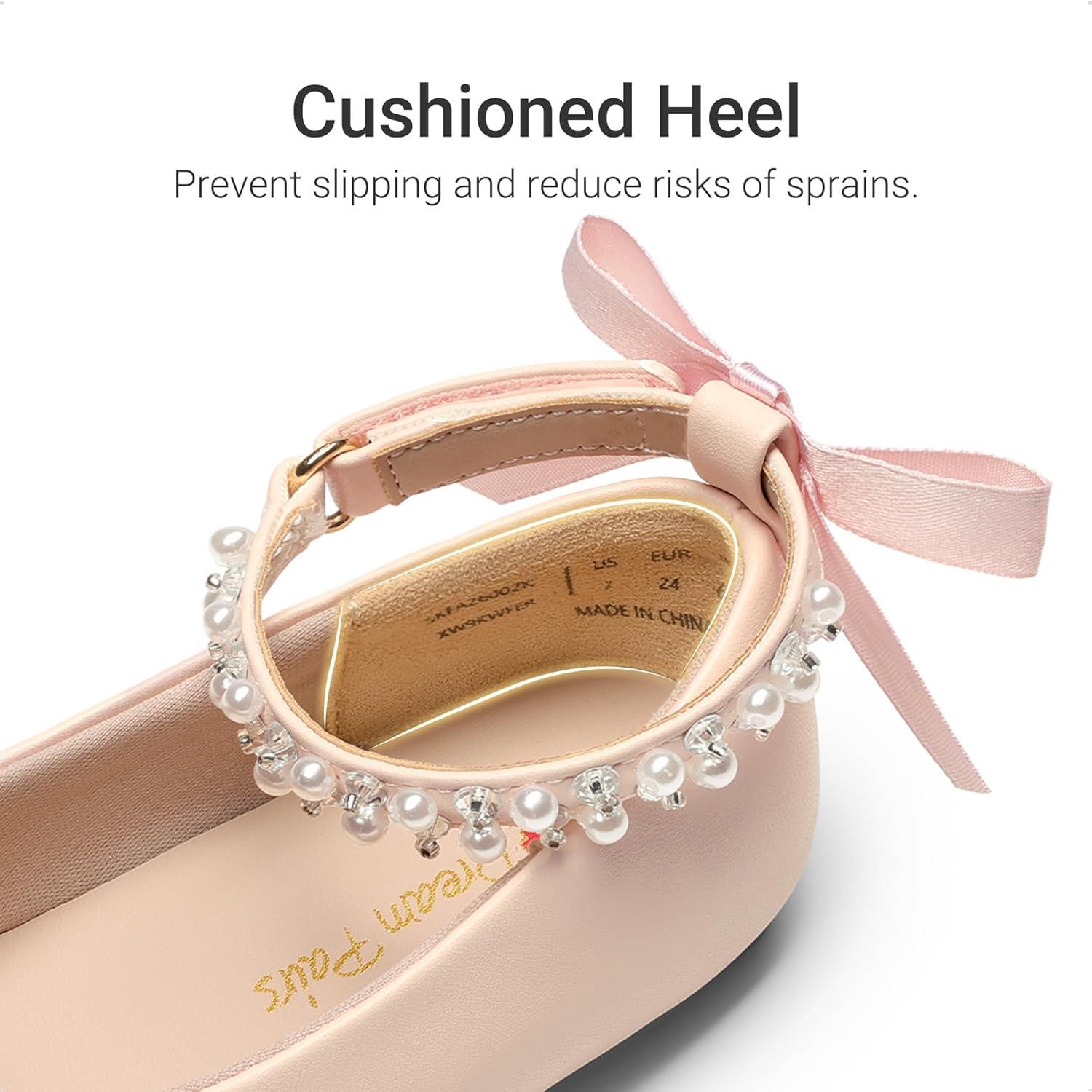 imageDREAM PAIRS Toddler Little Girls Dress Shoes Flower Girl Mary Jane Ballet Flat Shoes with Pearl Ankle Strap amp Satin Bow for WeddingPartyPink