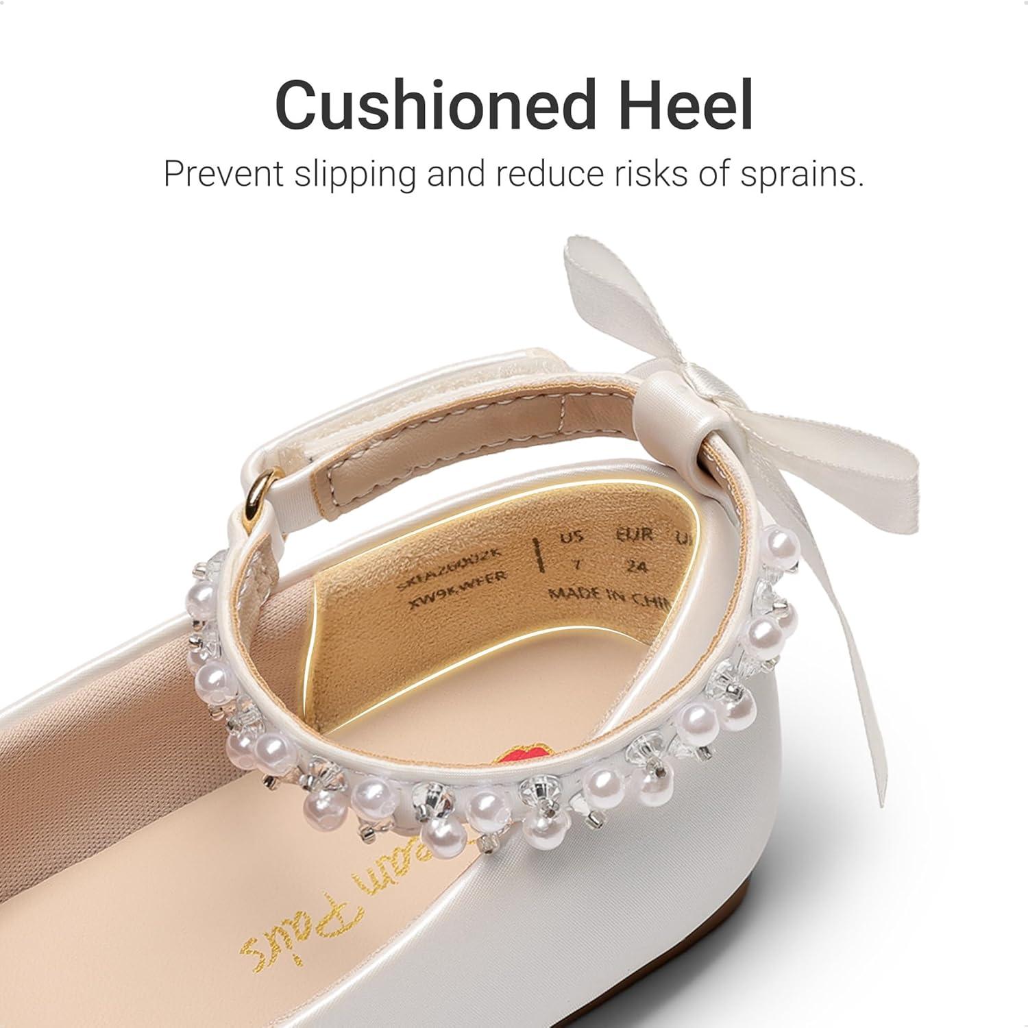 imageDREAM PAIRS Toddler Little Girls Dress Shoes Flower Girl Mary Jane Ballet Flat Shoes with Pearl Ankle Strap amp Satin Bow for WeddingPartyWhite