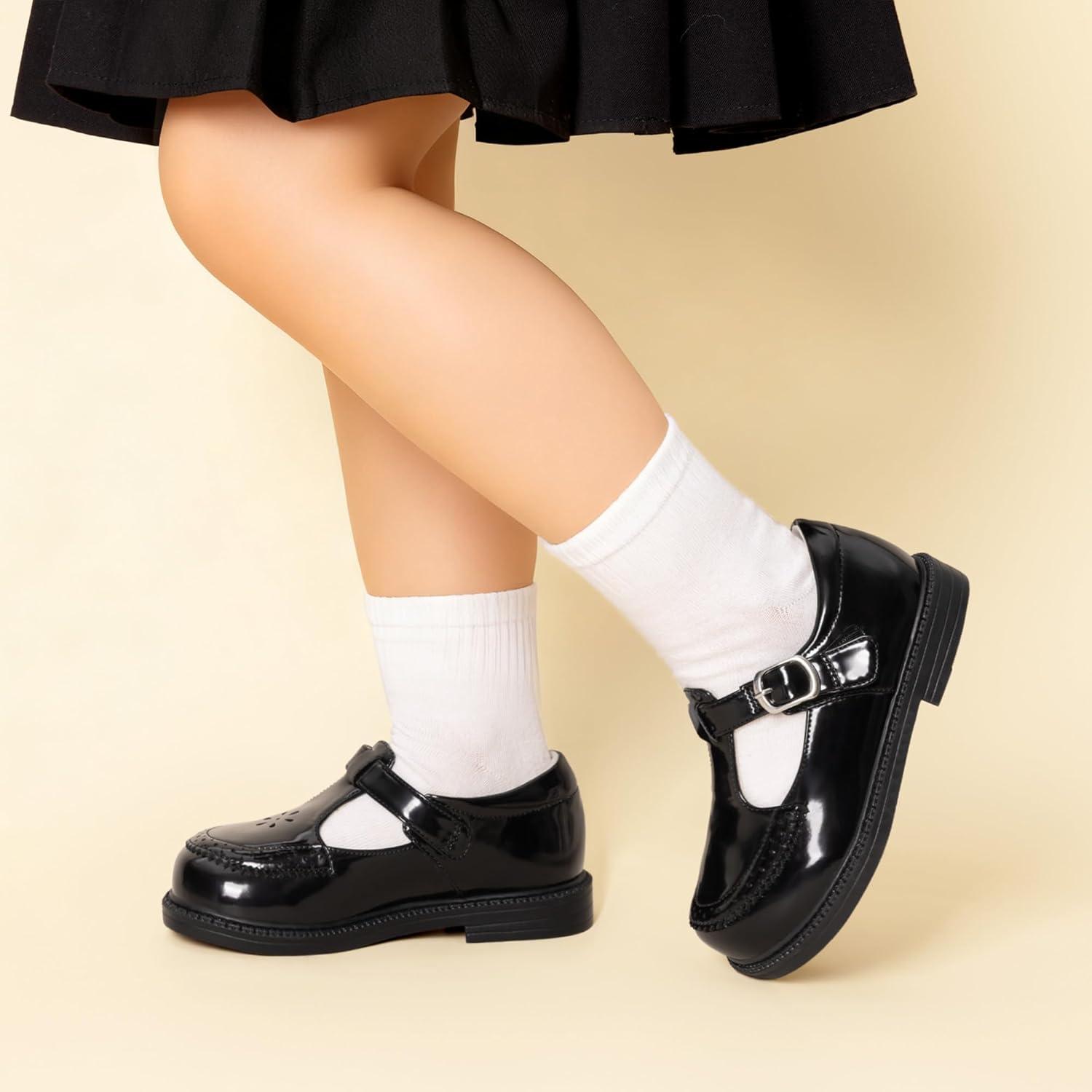 imageDREAM PAIRS Toddler Little Girls Mary Jane Dress Shoes Ballet Flats for Girl School Uniform ShoesAll Black