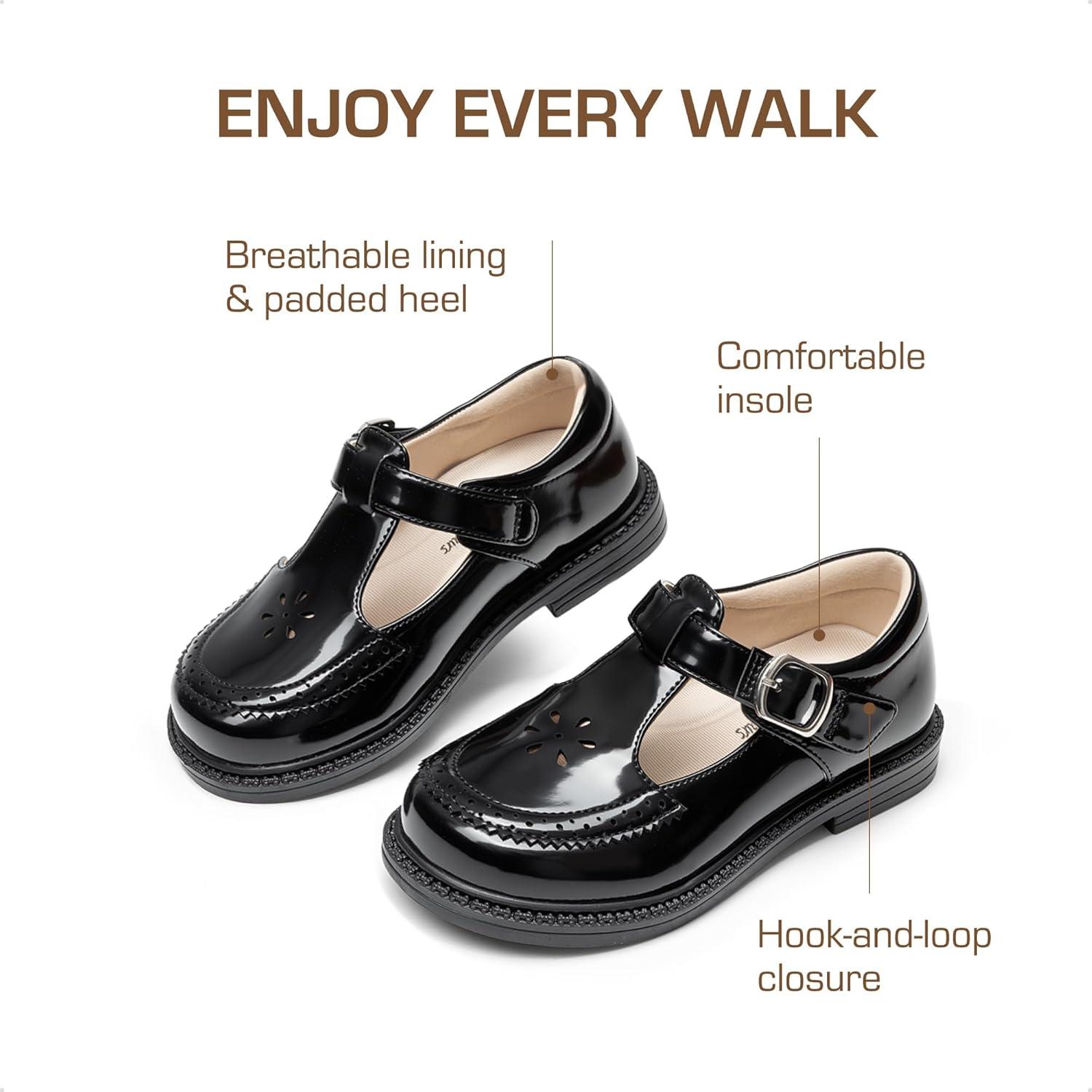 imageDREAM PAIRS Toddler Little Girls Mary Jane Dress Shoes Ballet Flats for Girl School Uniform ShoesAll Black