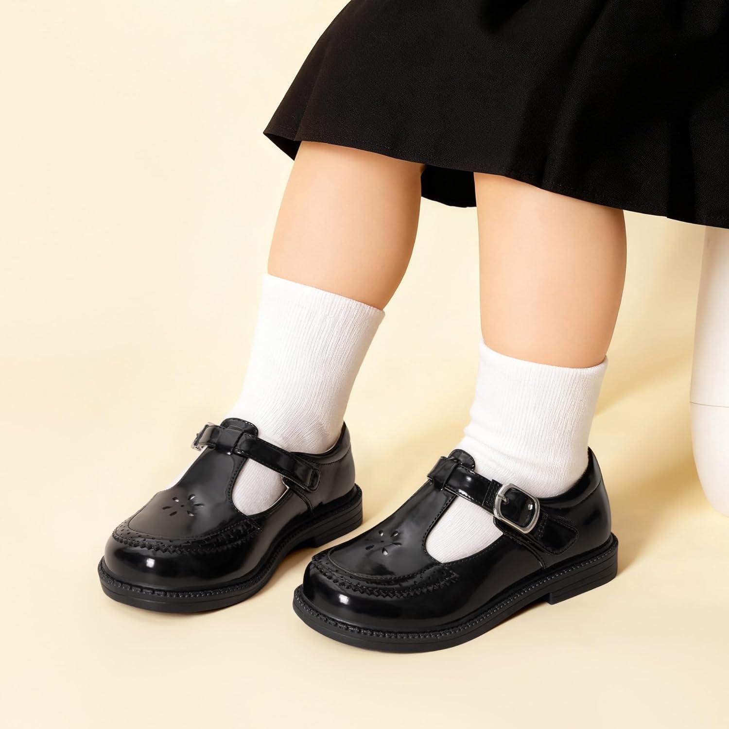 imageDREAM PAIRS Toddler Little Girls Mary Jane Dress Shoes Ballet Flats for Girl School Uniform ShoesAll Black