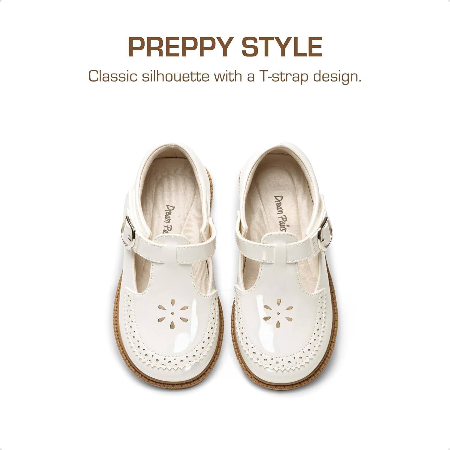 imageDREAM PAIRS Toddler Little Girls Mary Jane Dress Shoes Ballet Flats for Girl School Uniform ShoesAll White