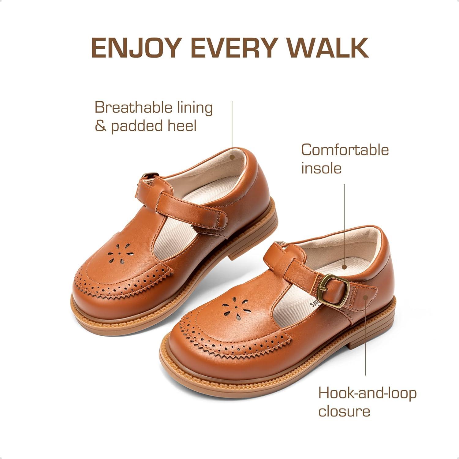 imageDREAM PAIRS Toddler Little Girls Mary Jane Dress Shoes Ballet Flats for Girl School Uniform ShoesBrown