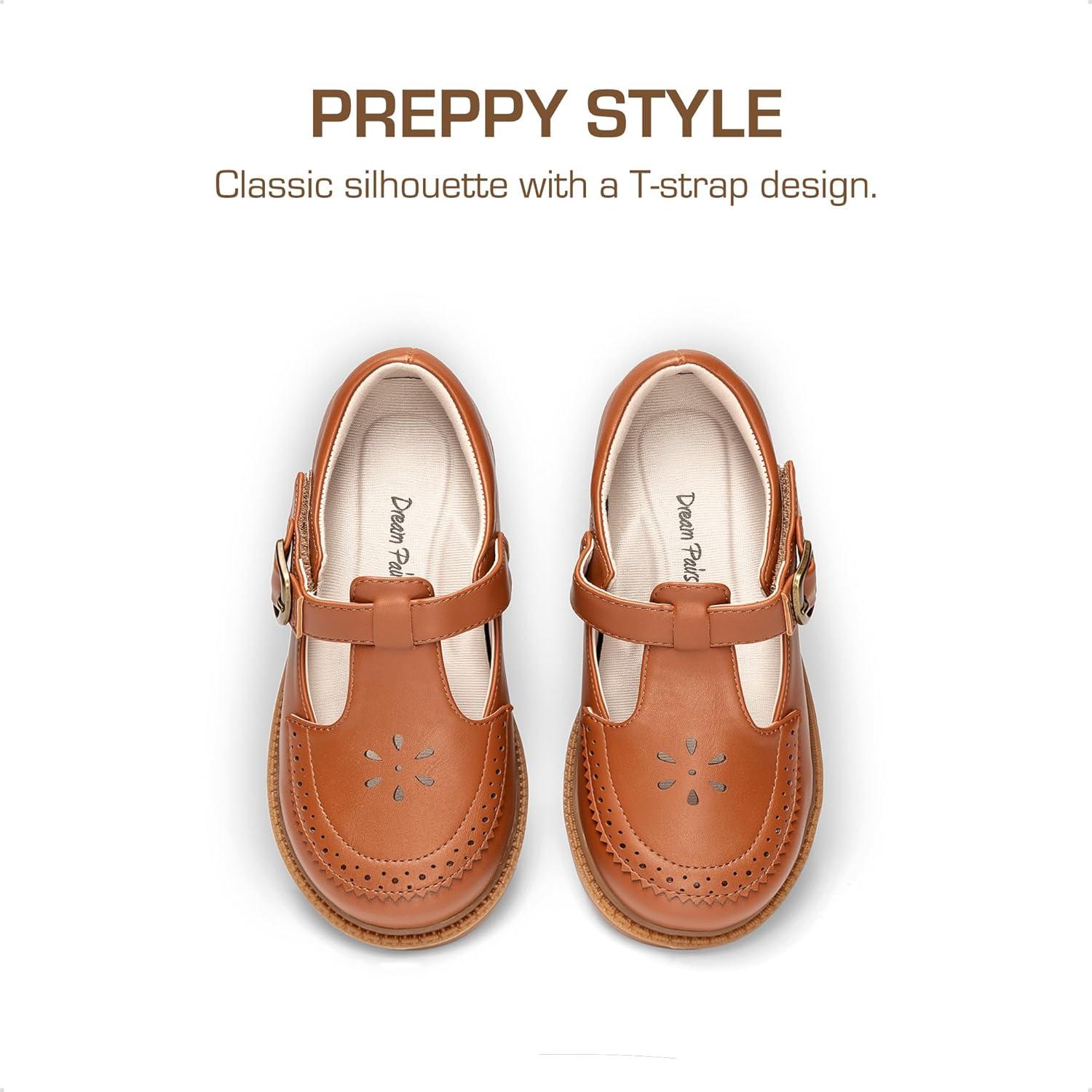 imageDREAM PAIRS Toddler Little Girls Mary Jane Dress Shoes Ballet Flats for Girl School Uniform ShoesBrown