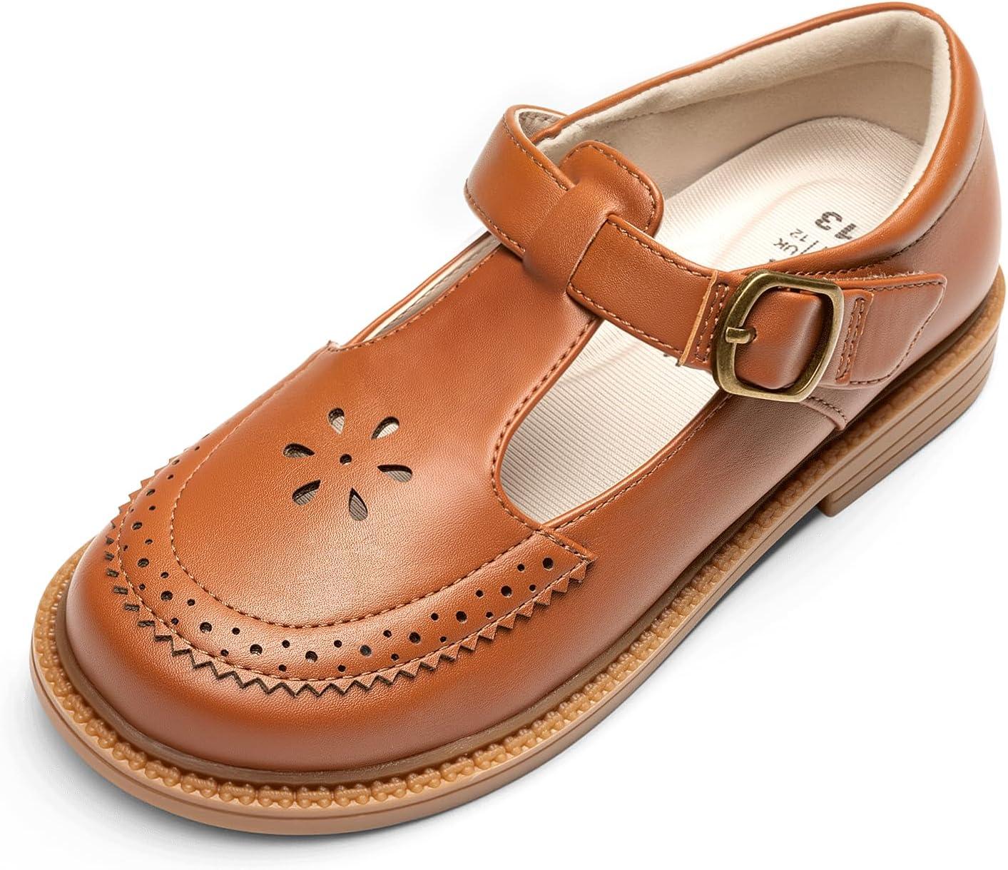imageDREAM PAIRS Toddler Little Girls Mary Jane Dress Shoes Ballet Flats for Girl School Uniform ShoesBrown