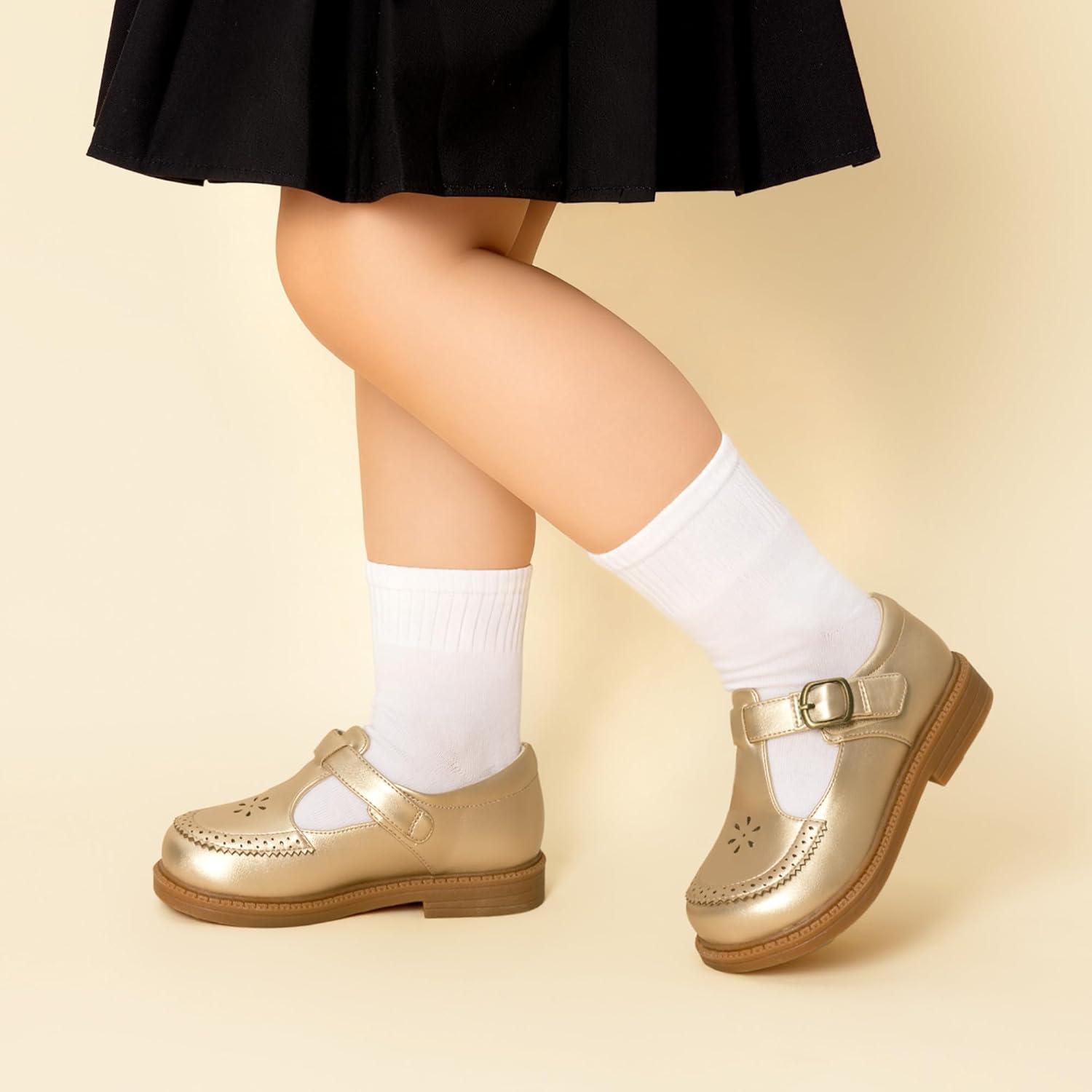 imageDREAM PAIRS Toddler Little Girls Mary Jane Dress Shoes Ballet Flats for Girl School Uniform ShoesGold