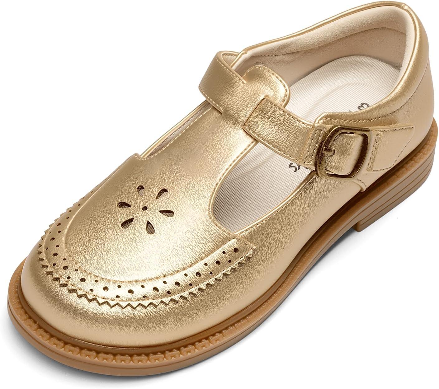 imageDREAM PAIRS Toddler Little Girls Mary Jane Dress Shoes Ballet Flats for Girl School Uniform ShoesGold