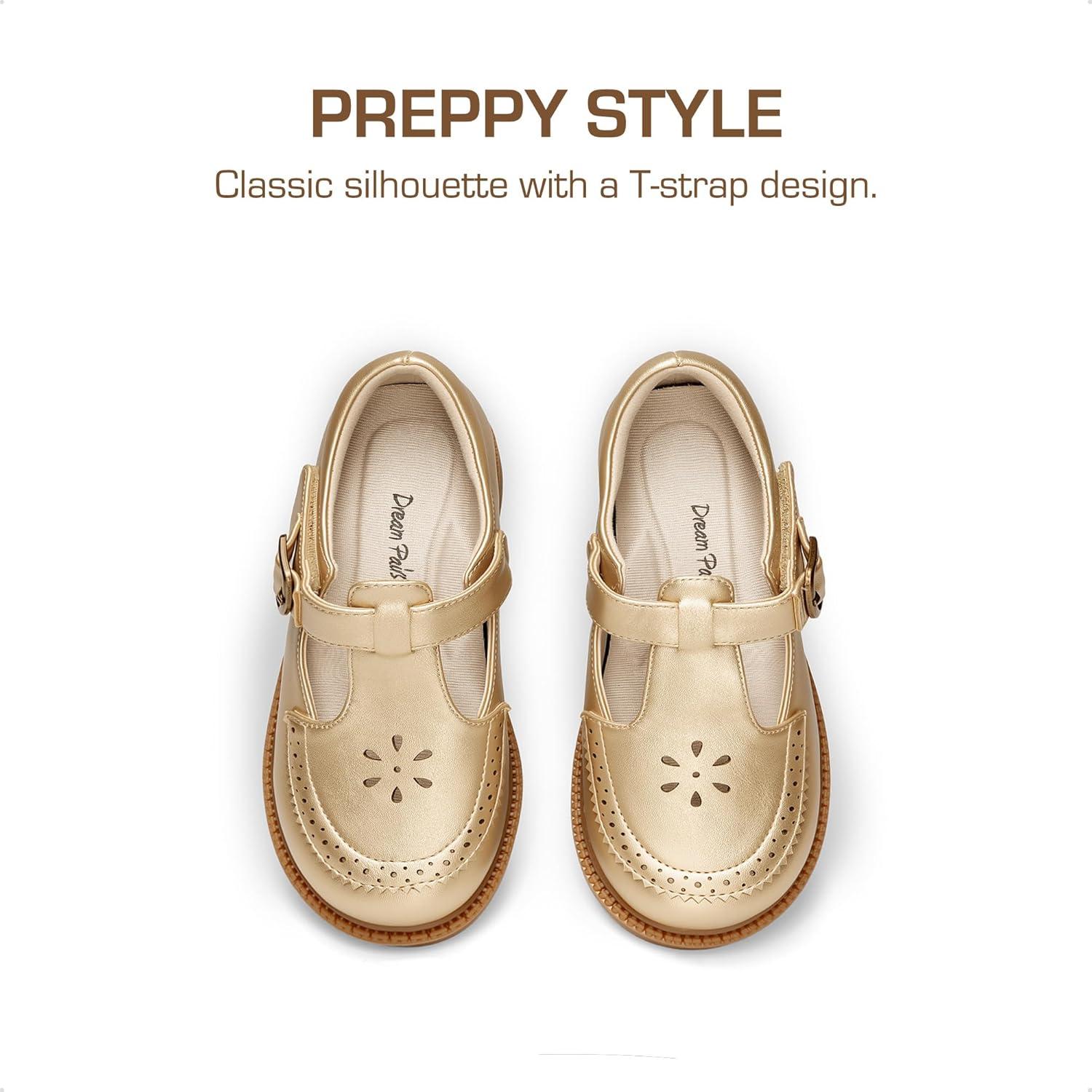 imageDREAM PAIRS Toddler Little Girls Mary Jane Dress Shoes Ballet Flats for Girl School Uniform ShoesGold