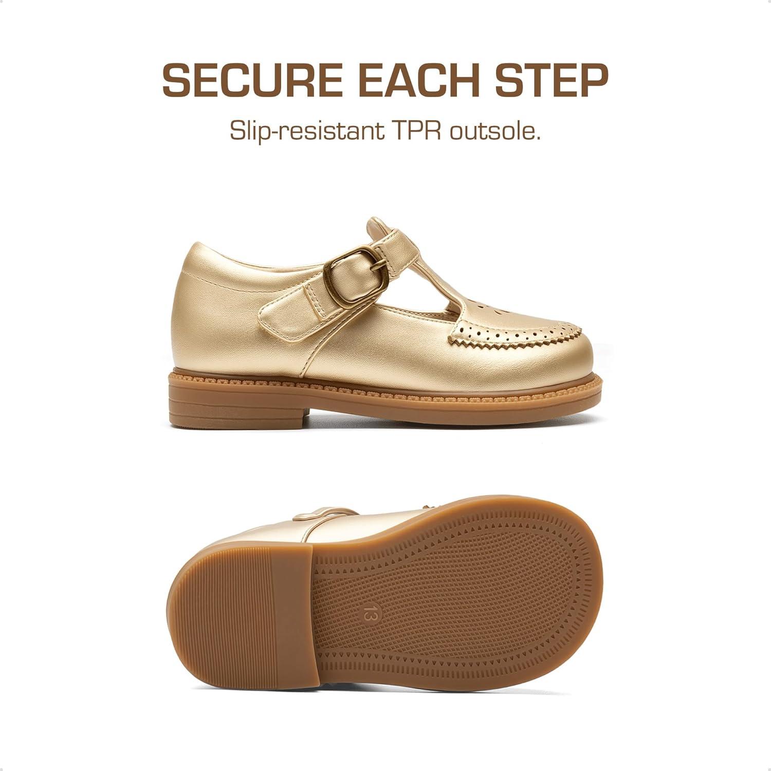 imageDREAM PAIRS Toddler Little Girls Mary Jane Dress Shoes Ballet Flats for Girl School Uniform ShoesGold