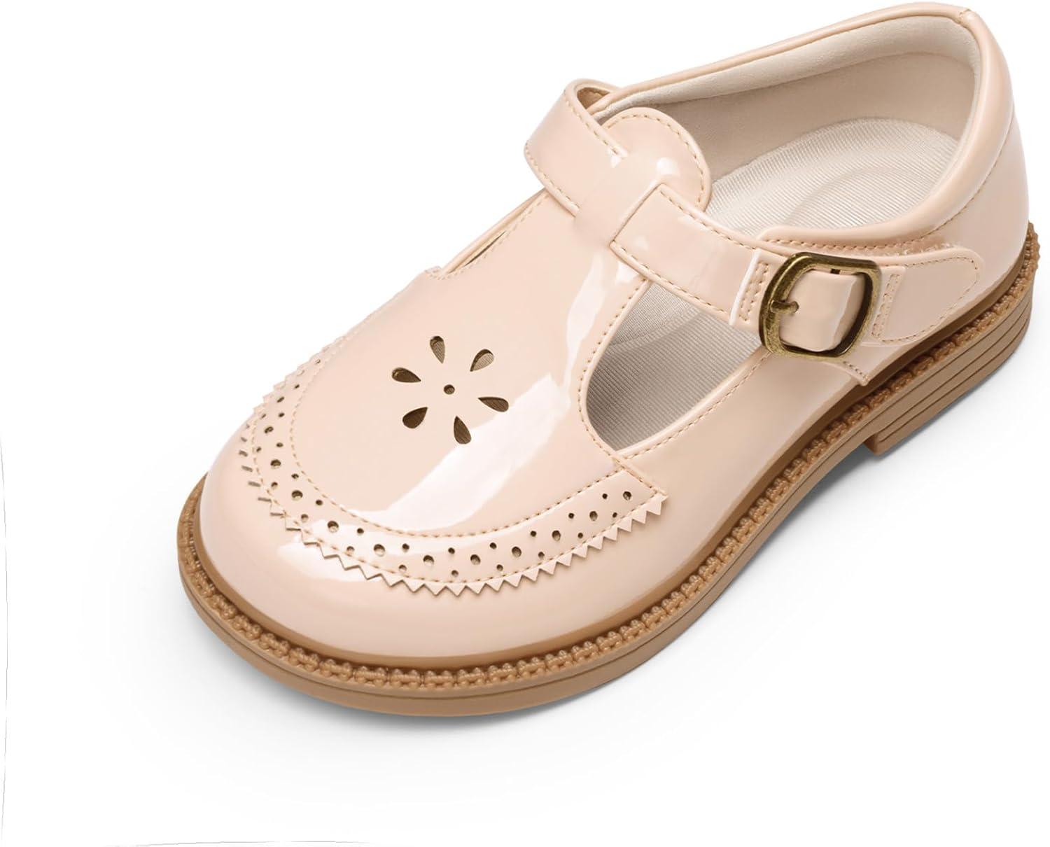 imageDREAM PAIRS Toddler Little Girls Mary Jane Dress Shoes Ballet Flats for Girl School Uniform ShoesNude