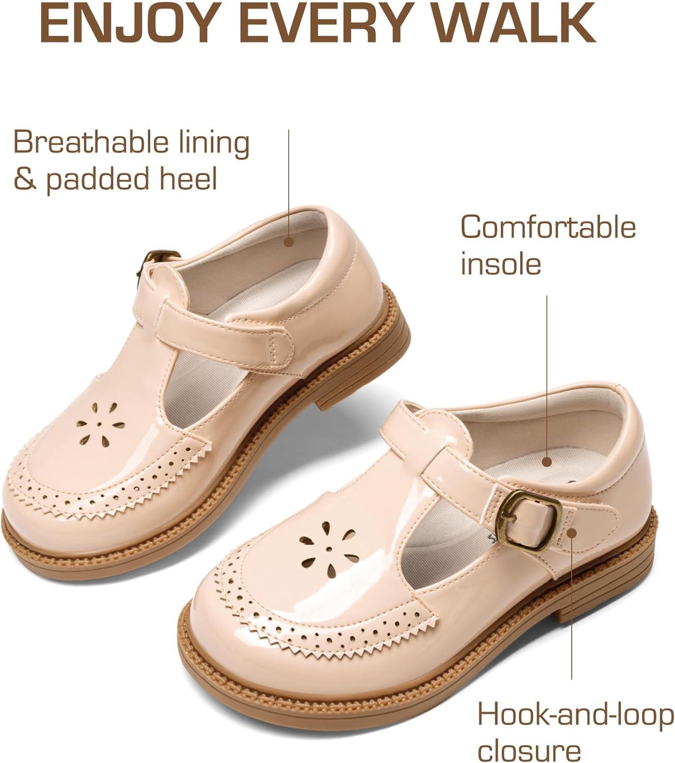 imageDREAM PAIRS Toddler Little Girls Mary Jane Dress Shoes Ballet Flats for Girl School Uniform ShoesNude