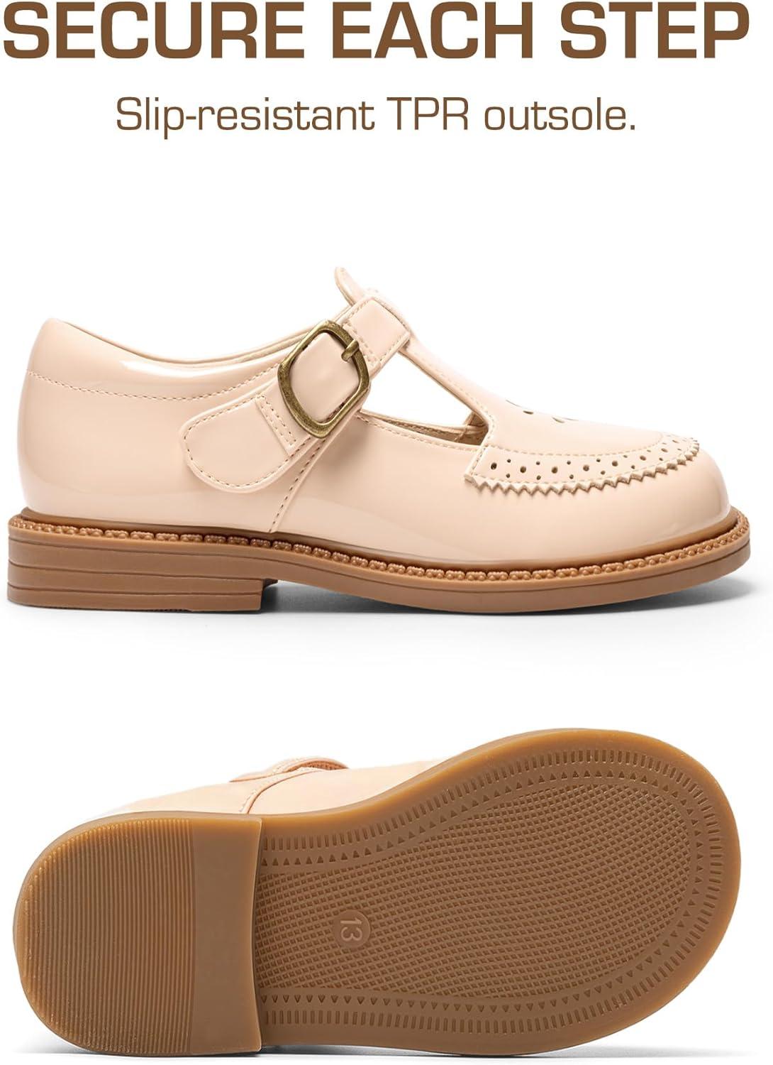 imageDREAM PAIRS Toddler Little Girls Mary Jane Dress Shoes Ballet Flats for Girl School Uniform ShoesNude