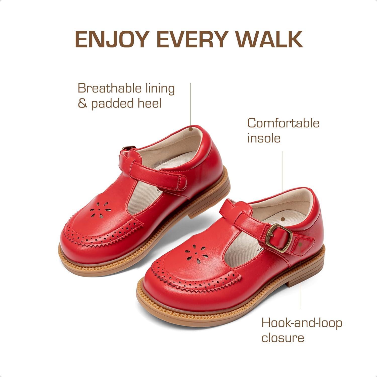 imageDREAM PAIRS Toddler Little Girls Mary Jane Dress Shoes Ballet Flats for Girl School Uniform ShoesRed