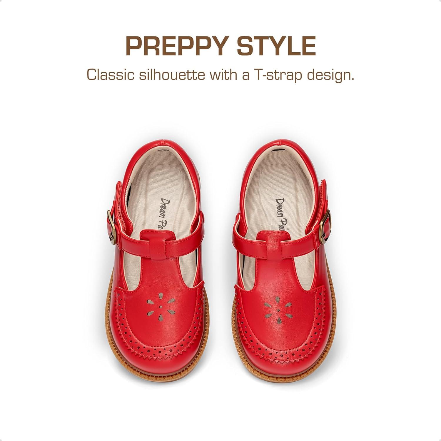 imageDREAM PAIRS Toddler Little Girls Mary Jane Dress Shoes Ballet Flats for Girl School Uniform ShoesRed