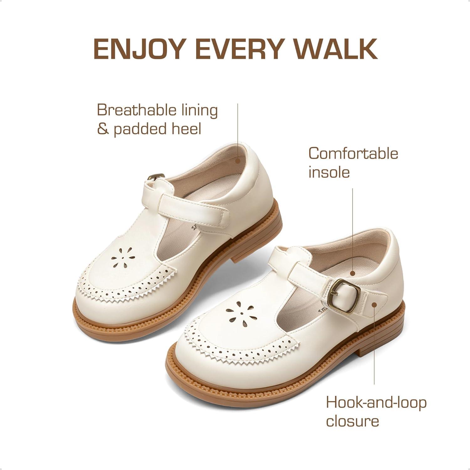 imageDREAM PAIRS Toddler Little Girls Mary Jane Dress Shoes Ballet Flats for Girl School Uniform ShoesWhite