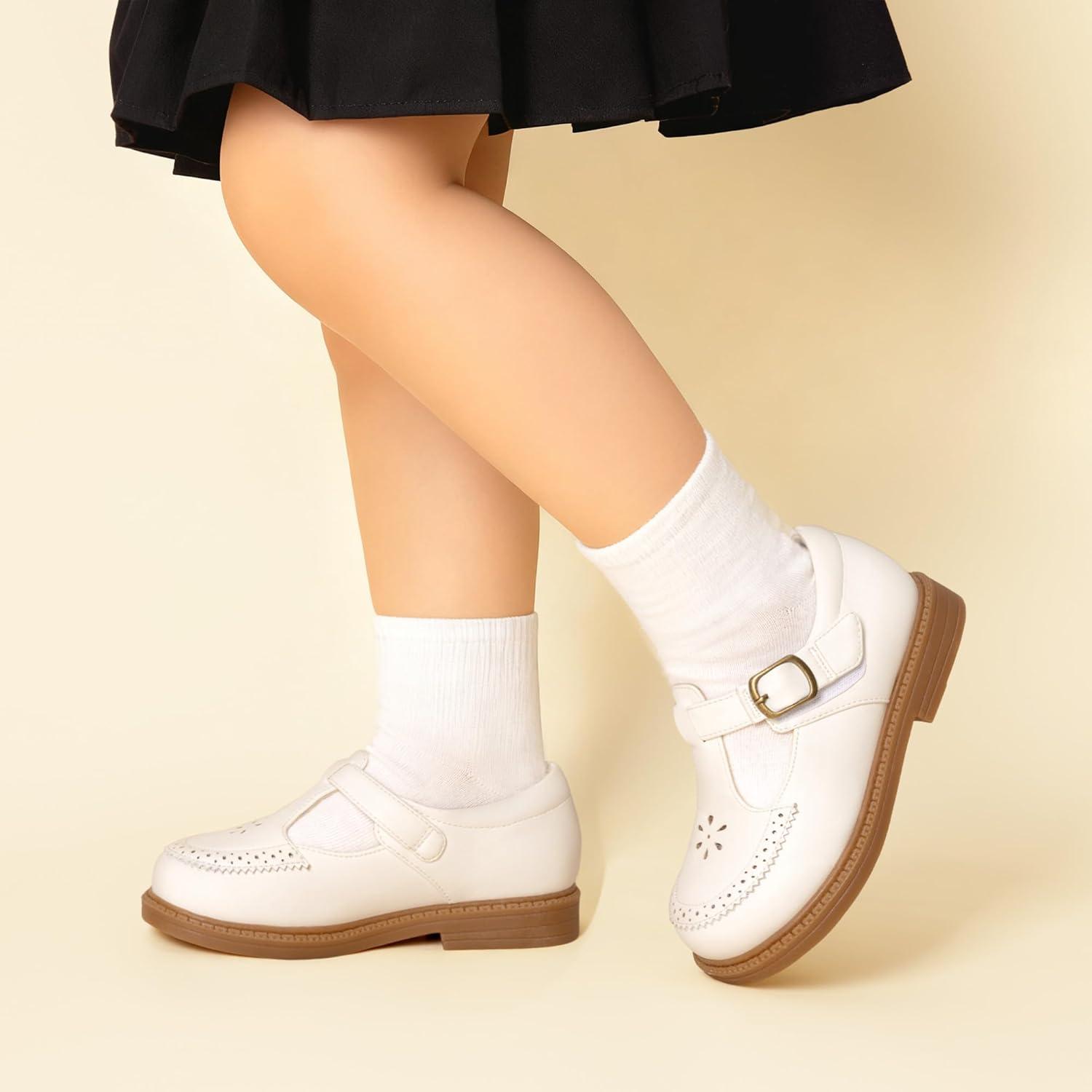 imageDREAM PAIRS Toddler Little Girls Mary Jane Dress Shoes Ballet Flats for Girl School Uniform ShoesWhite