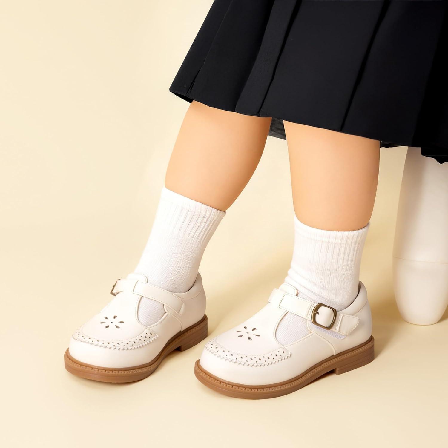 imageDREAM PAIRS Toddler Little Girls Mary Jane Dress Shoes Ballet Flats for Girl School Uniform ShoesWhite