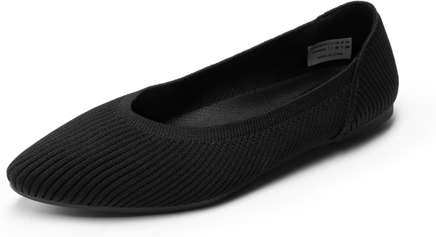 imageDREAM PAIRS Womens Knit Ballet Dressy Flats Comfortable Washable Flexible Breathable Casual Classic Work Office Walk Pointed Toe FlatsBlack