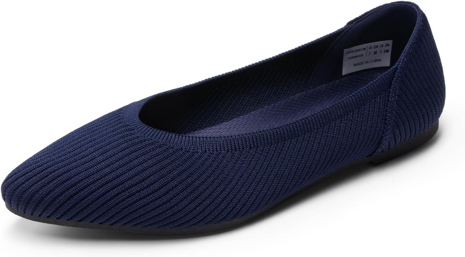 imageDREAM PAIRS Womens Knit Ballet Dressy Flats Comfortable Washable Flexible Breathable Casual Classic Work Office Walk Pointed Toe FlatsNavy