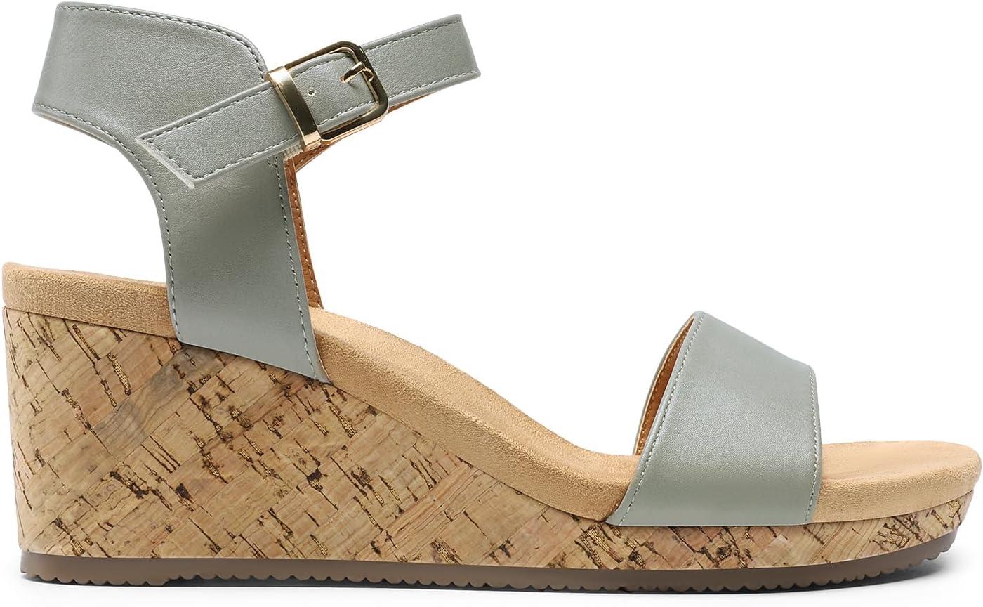 imageDREAM PAIRS Womens Open Toe Buckle Ankle Strap Platform Wedge Sandals for Women Summer Dressy Shoes Women Wedge Platform Open Toe Ankle Strap BuckleGreyPu