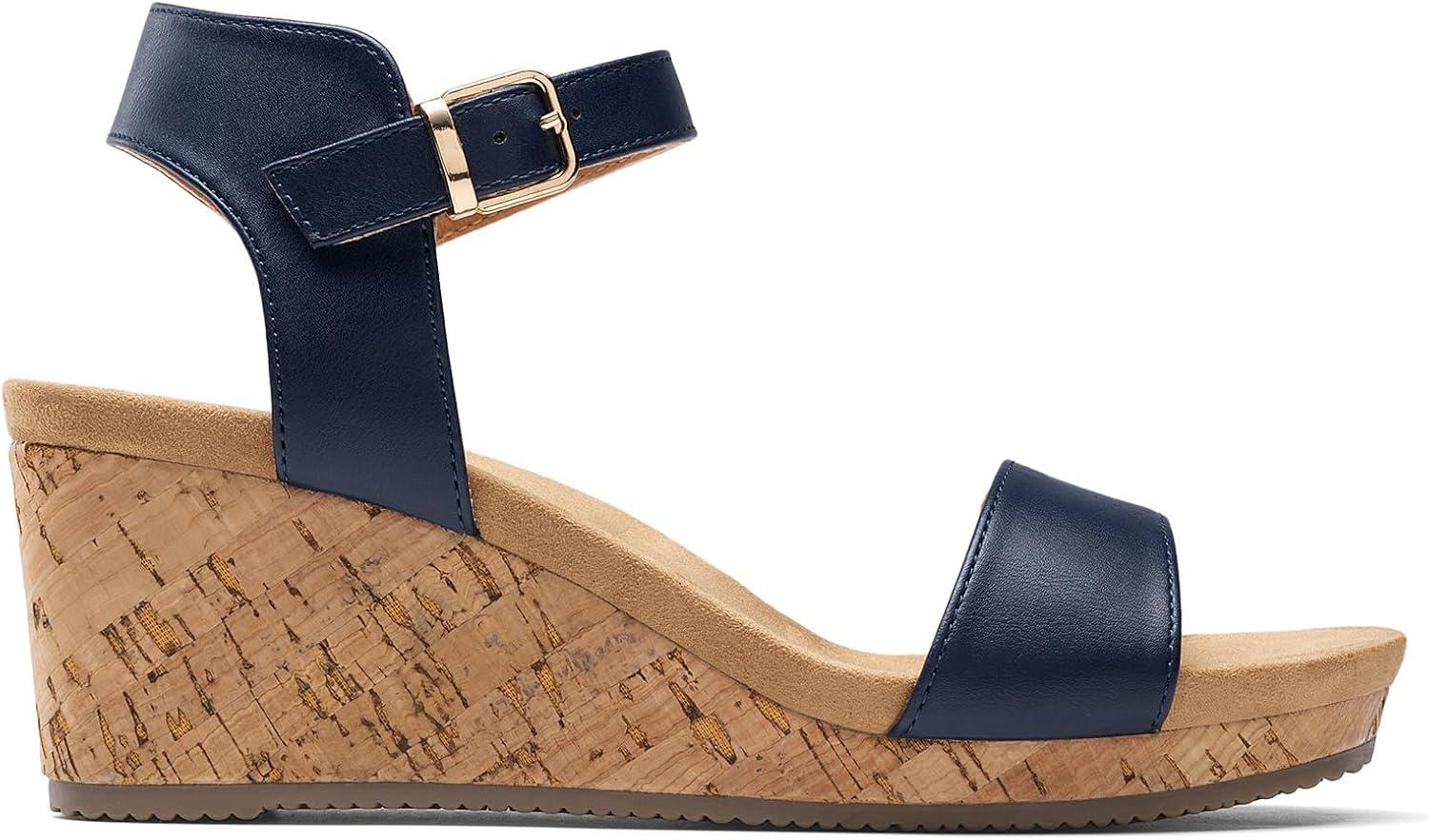 imageDREAM PAIRS Womens Open Toe Buckle Ankle Strap Platform Wedge Sandals for Women Summer Dressy Shoes Women Wedge Platform Open Toe Ankle Strap BuckleNavy