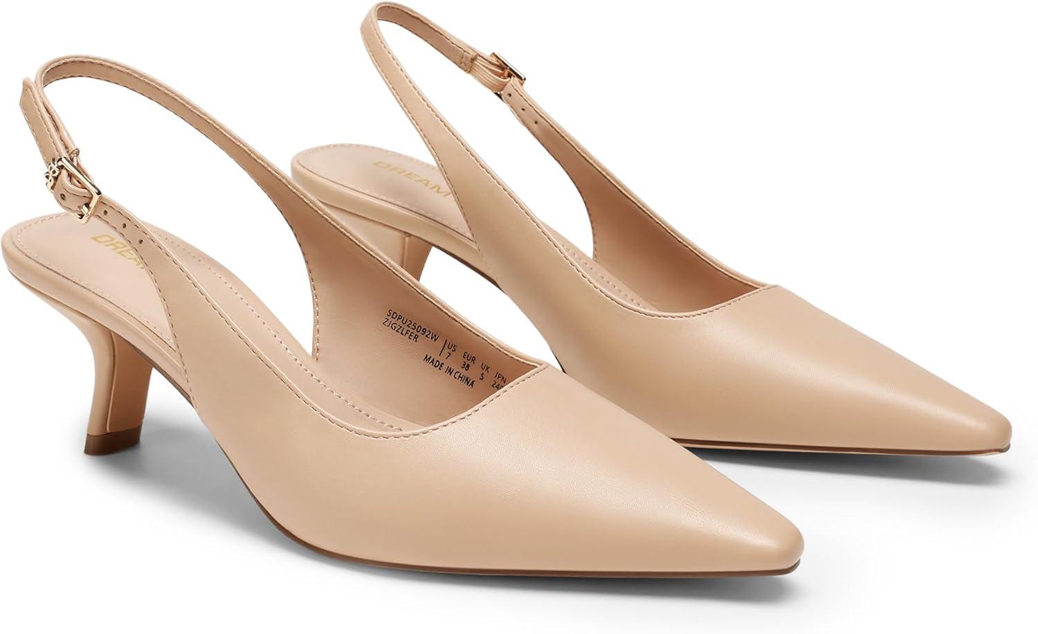 imageDREAM PAIRS Womens Slingback Kitten Heels 236 Inch Low Heel Pointed Toe Pumps Comfortable Closed Toe Dress Shoes for Office Work Classic Holiday HeelsNude