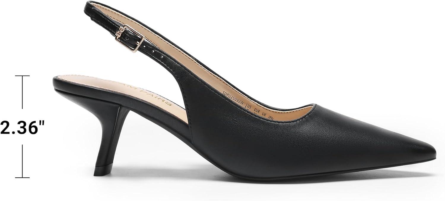 imageDREAM PAIRS Womens Slingback Kitten Heels 236 Inch Low Heel Pointed Toe Pumps Comfortable Closed Toe Dress Shoes for Office Work Classic Holiday HeelsBlackpu