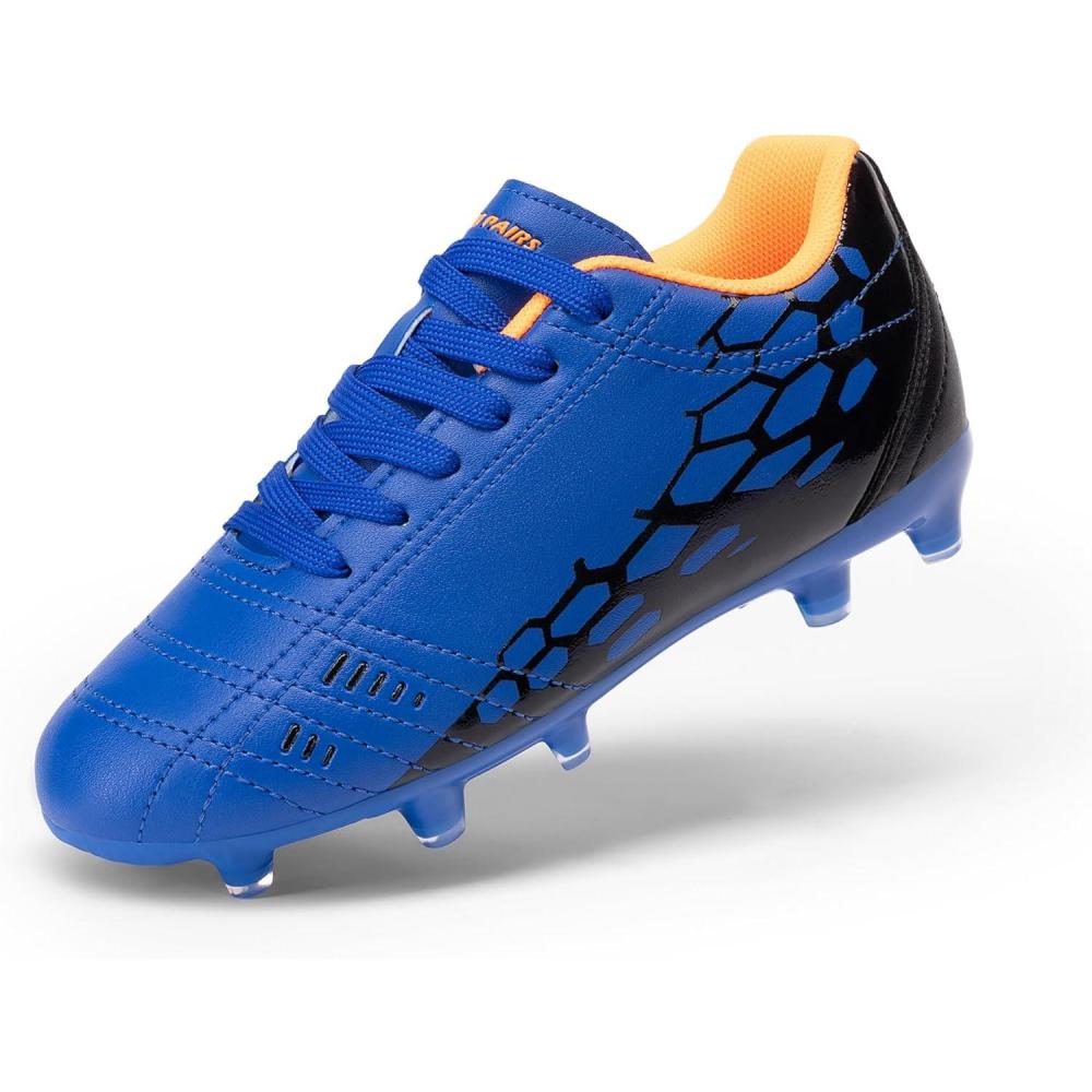 imageDREAM PAIRS Boys Girls Soccer Cleats Youth Firm Groud Outdoor Sport Athletic High Top Football Shoes for LittleBig KidRoyal BlueBlack