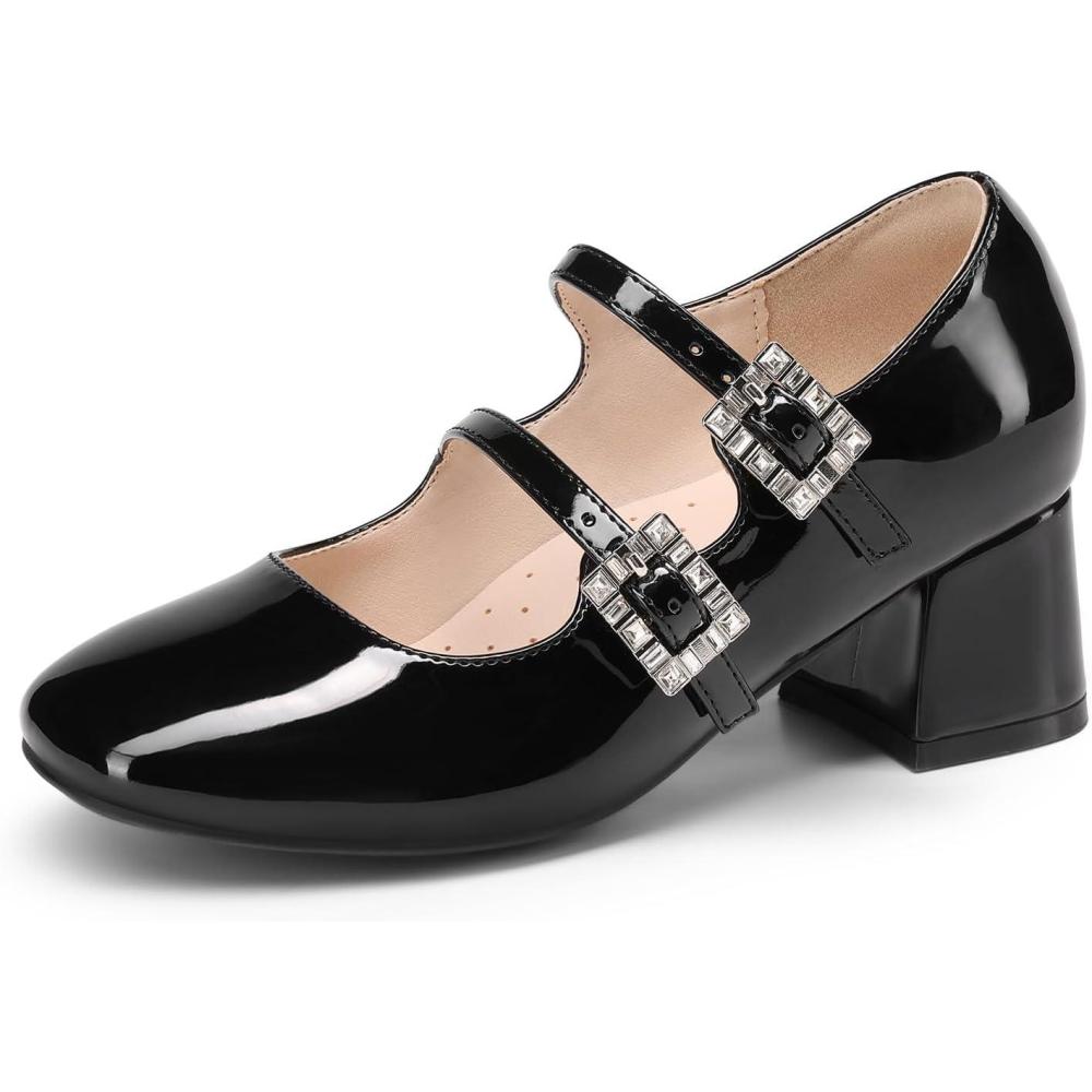 imageDREAM PAIRS Girls Dress Shoes Mary Jane Double Straps High Heel Easter Wedding Party Church Princess Communion Pumps for LittleBig KidsBlack