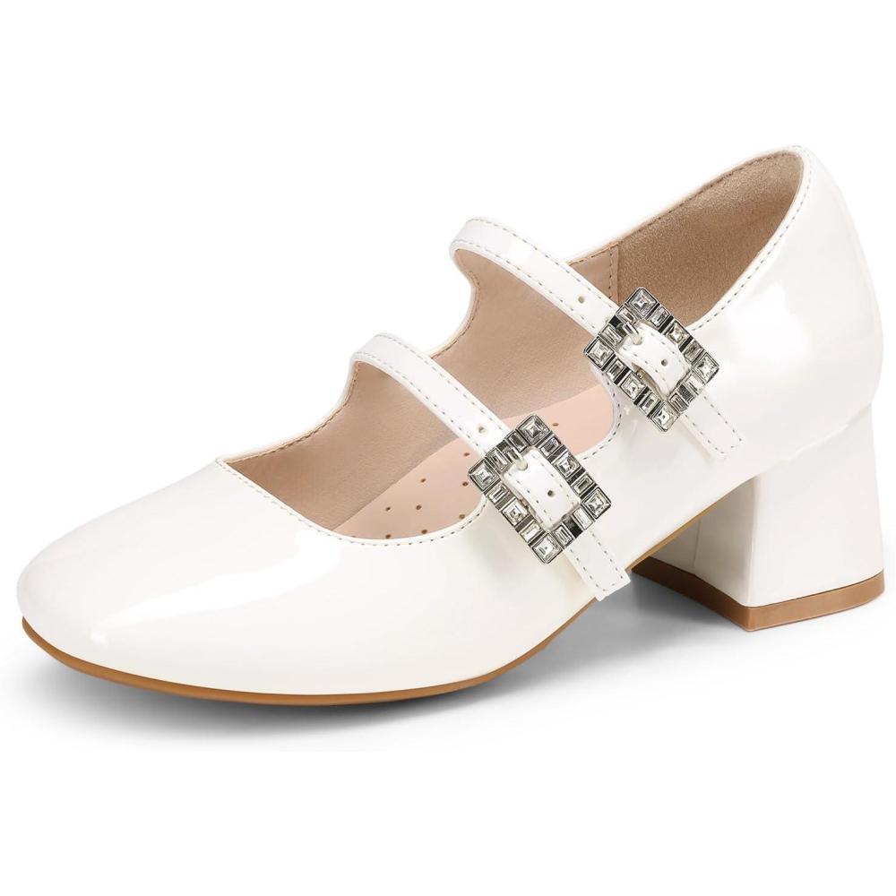 imageDREAM PAIRS Girls Dress Shoes Mary Jane Double Straps High Heel Easter Wedding Party Church Princess Communion Pumps for LittleBig KidsWhite