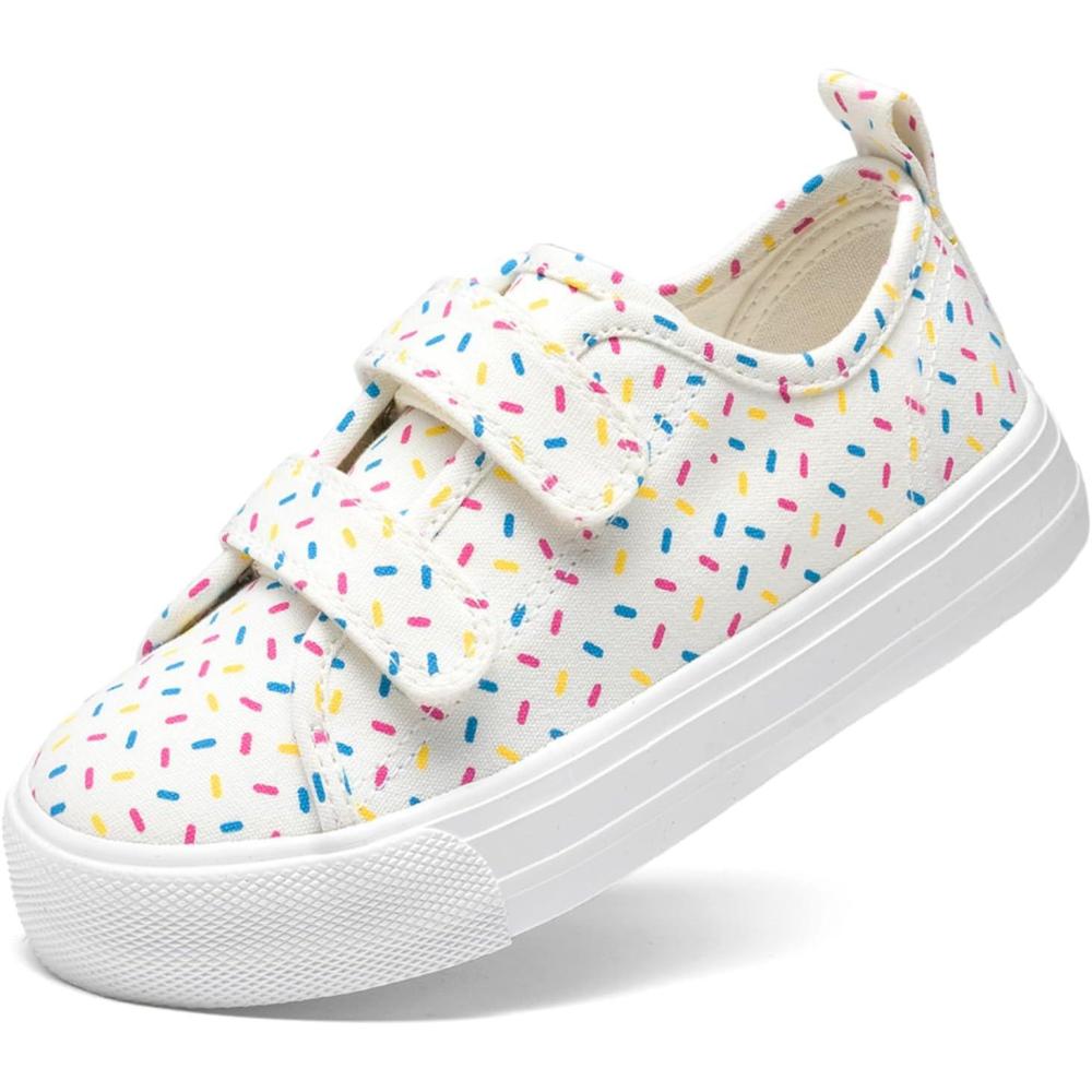 imageDREAM PAIRS Kid Toddler Sneakers Boys Girls Canvas with Cartoon Dual Hook and Loops for School WalkingBeigeMulti