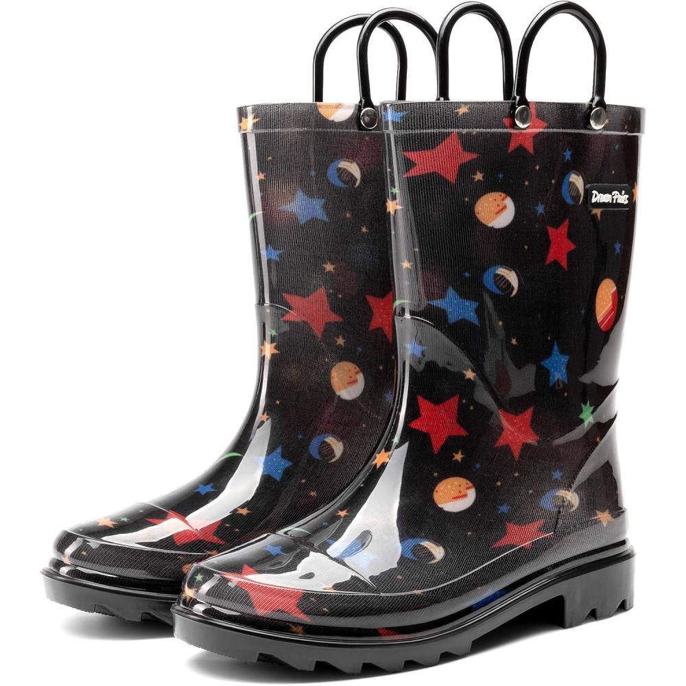 imageDREAM PAIRS Kids Rain Boots Cute Lightweight Waterproof with Pullon Handles for Girls amp Boys Toddler Outdoor PlayBlack